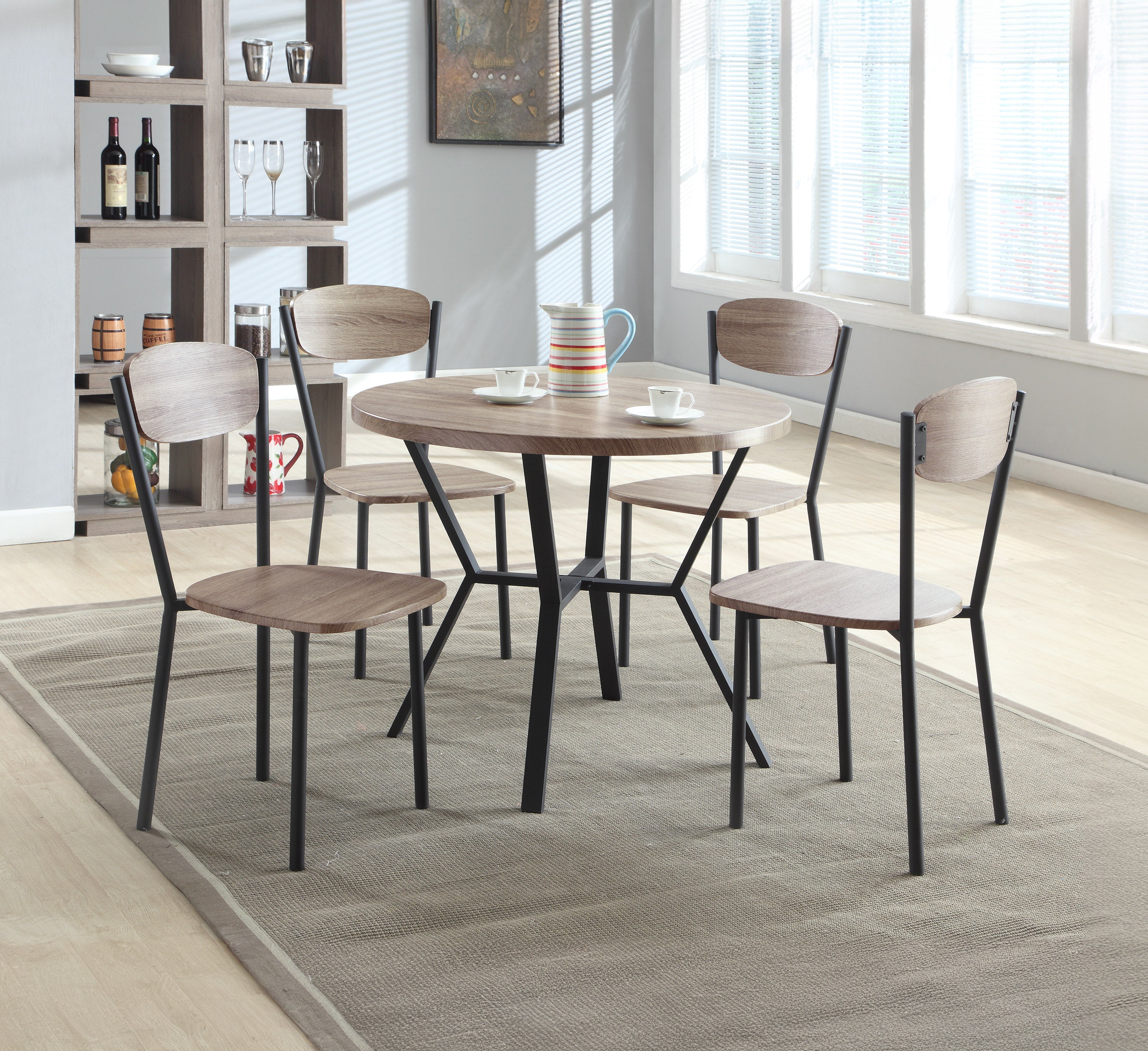 Blake 5-Piece Round Dining Set Greywash - Ideal Furniture (Fresno,CA)