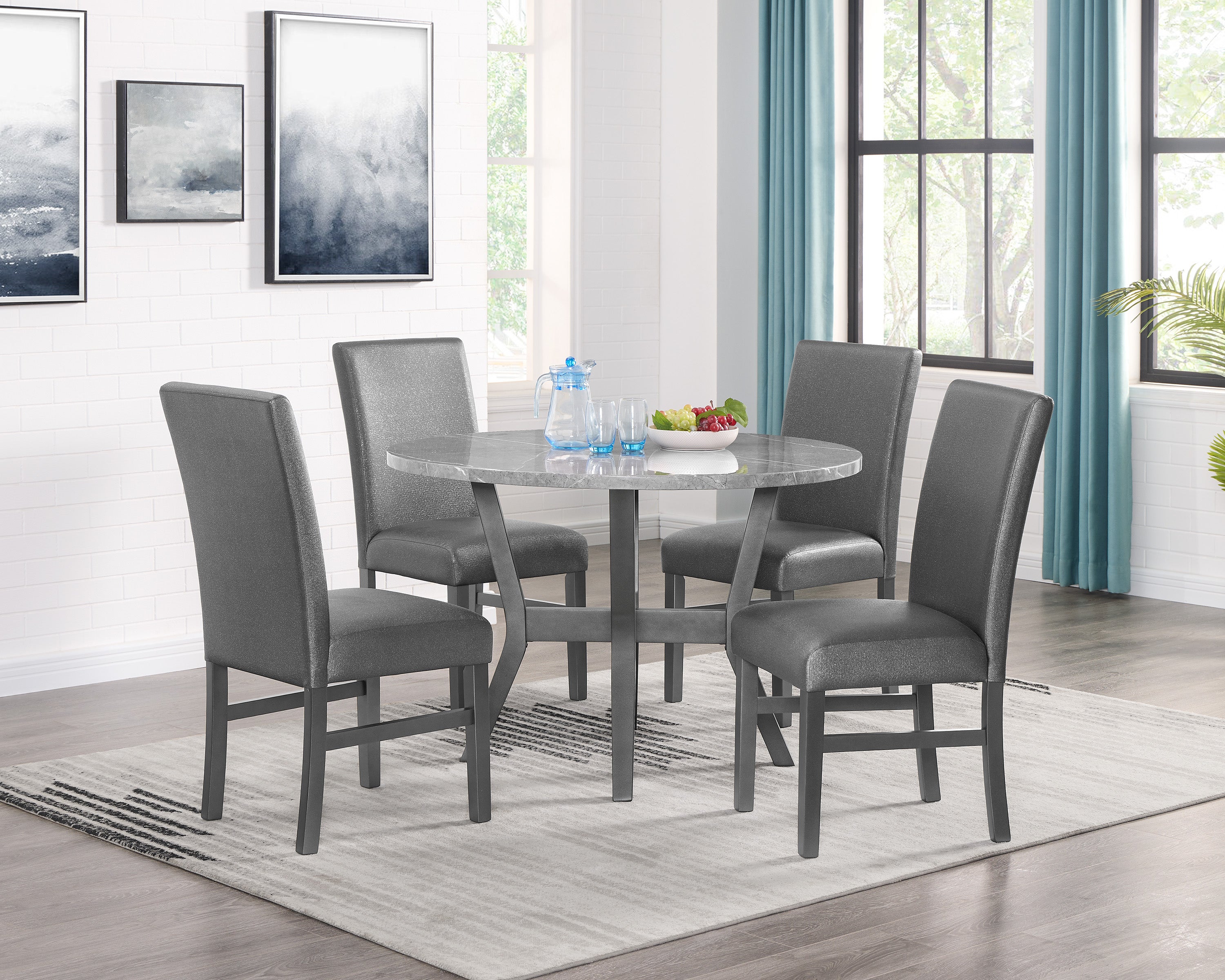 Judson 5-piece Dining Set Glitter Grey - Ideal Furniture (Fresno,CA)