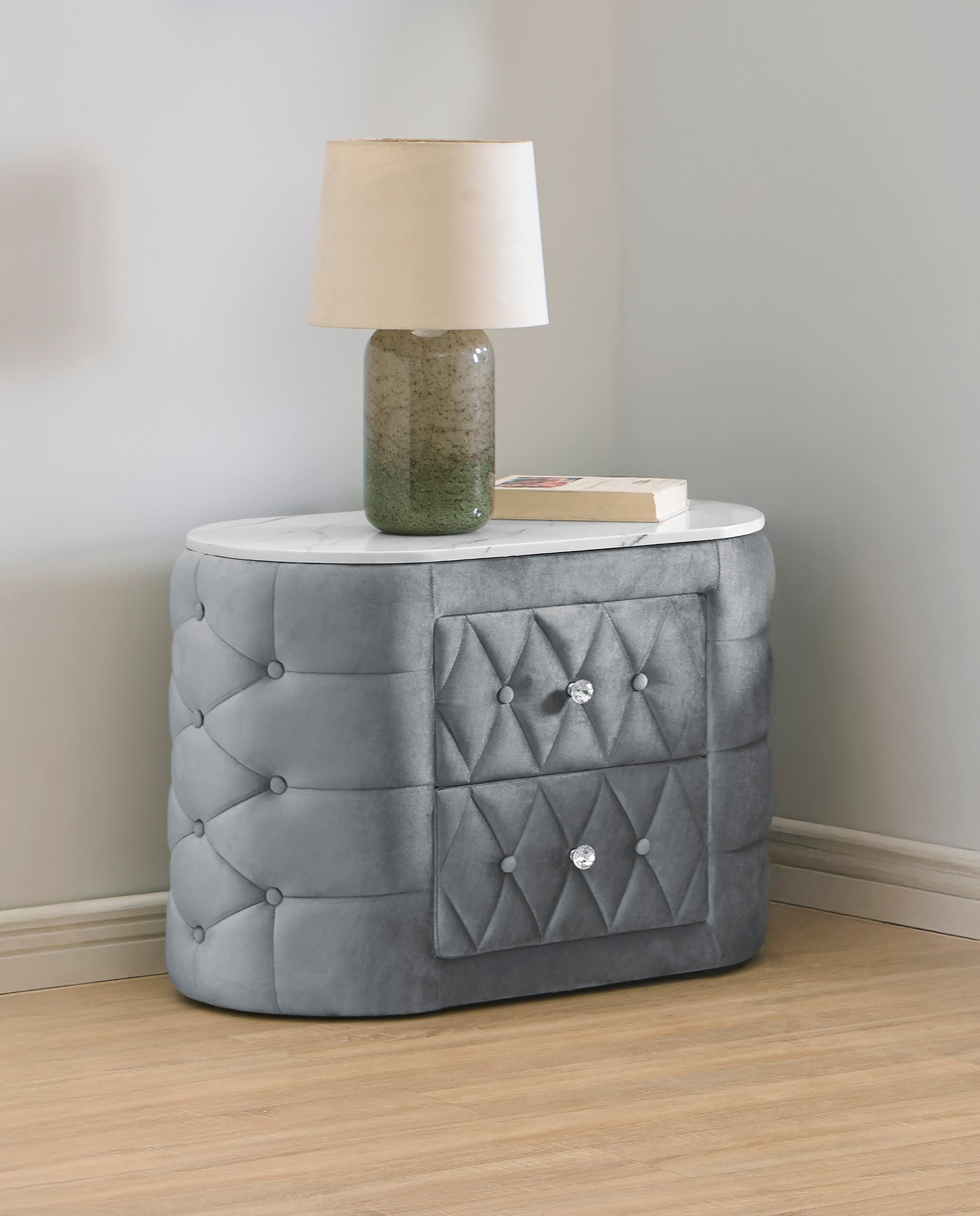Natalia Nightstand Grey - Ideal Furniture (Fresno,CA)