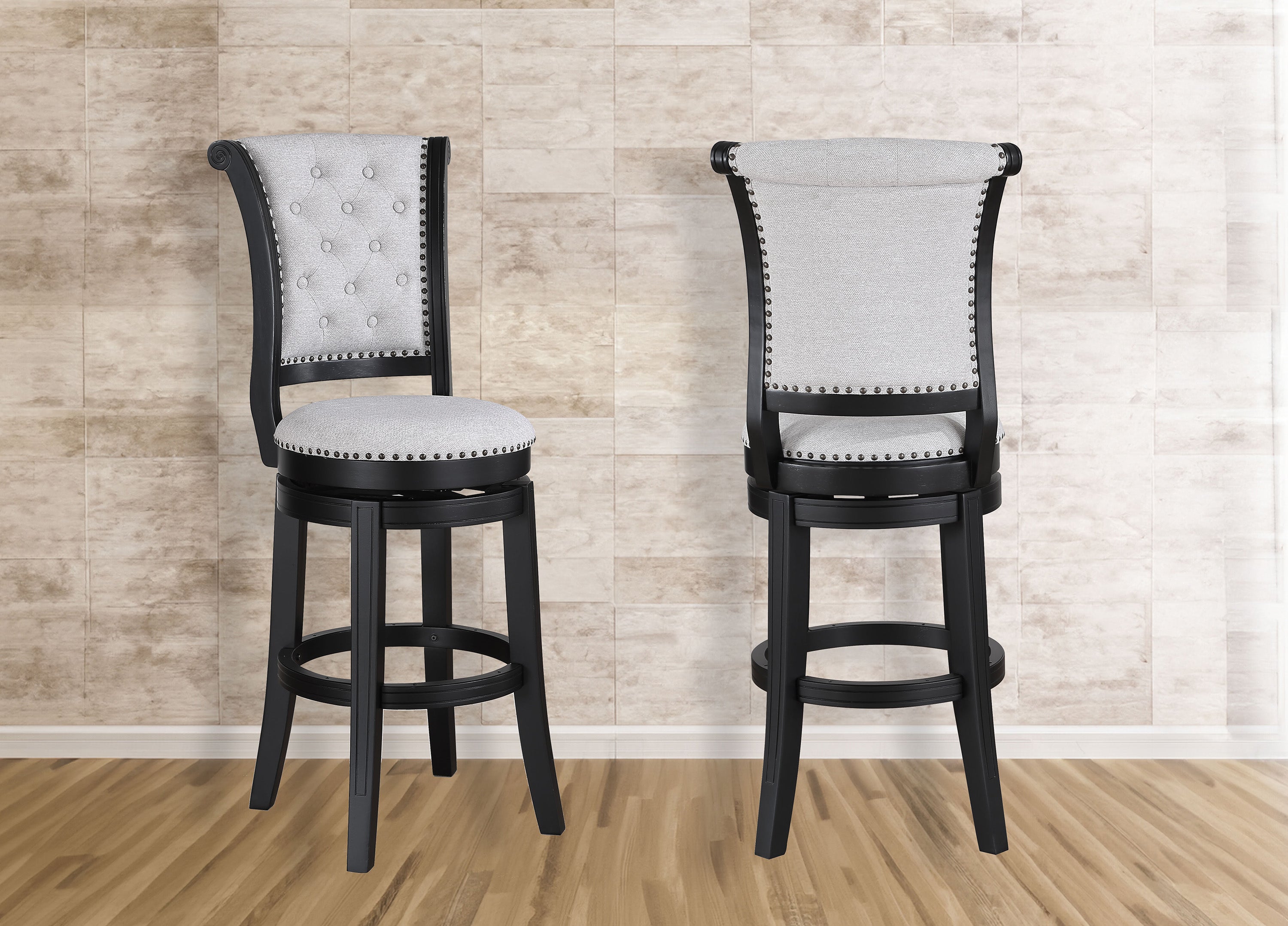 Granville Swivel Bar Stool Dove Knockdown - Ideal Furniture (Fresno,CA)