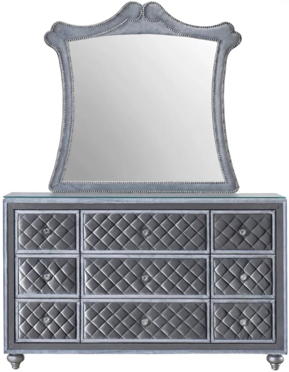 Crown Mark Furniture Voltare Mirror in Dark Grey