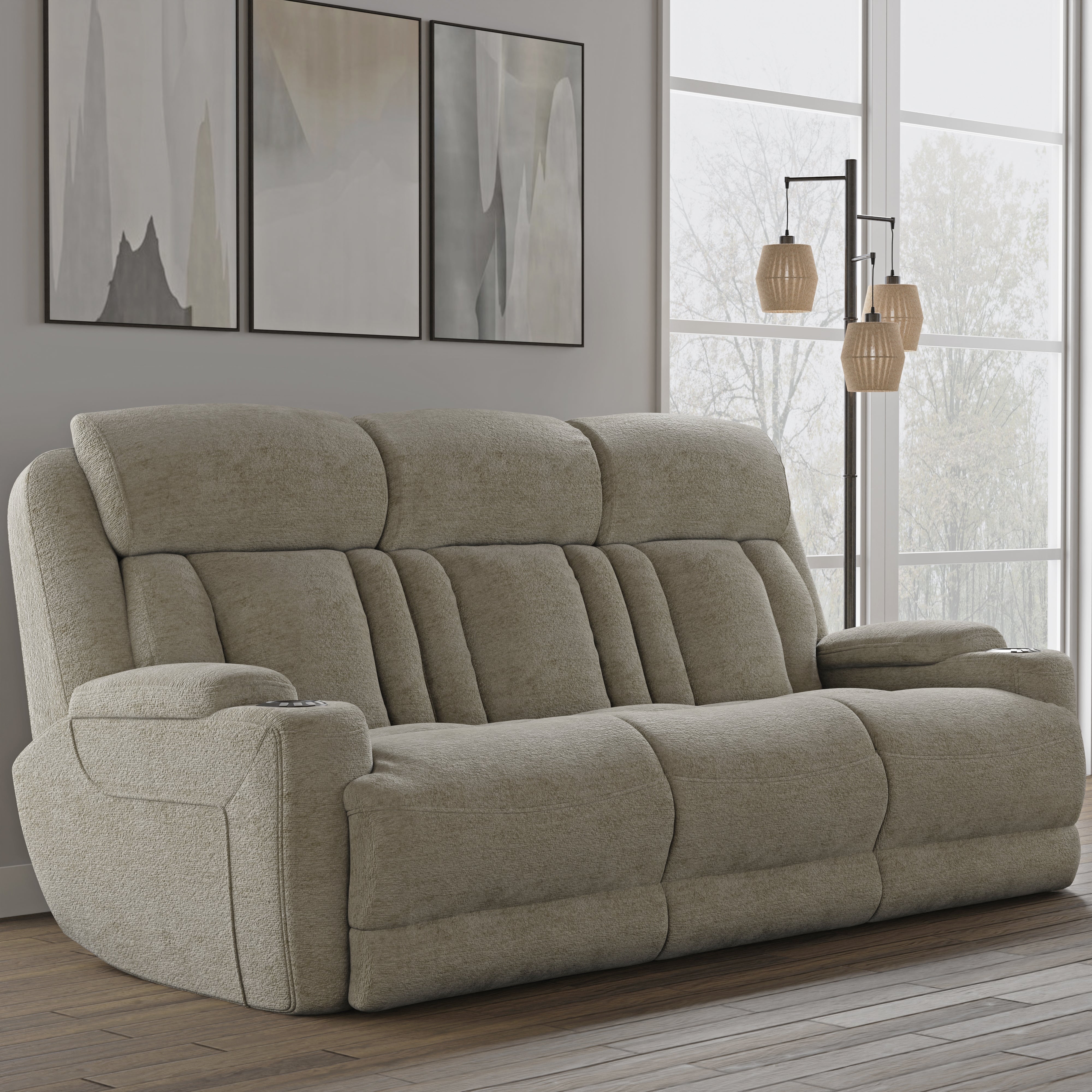 Parker Living Dalton - Lucky Fawn Power Reclining Sofa with Drop Down Table