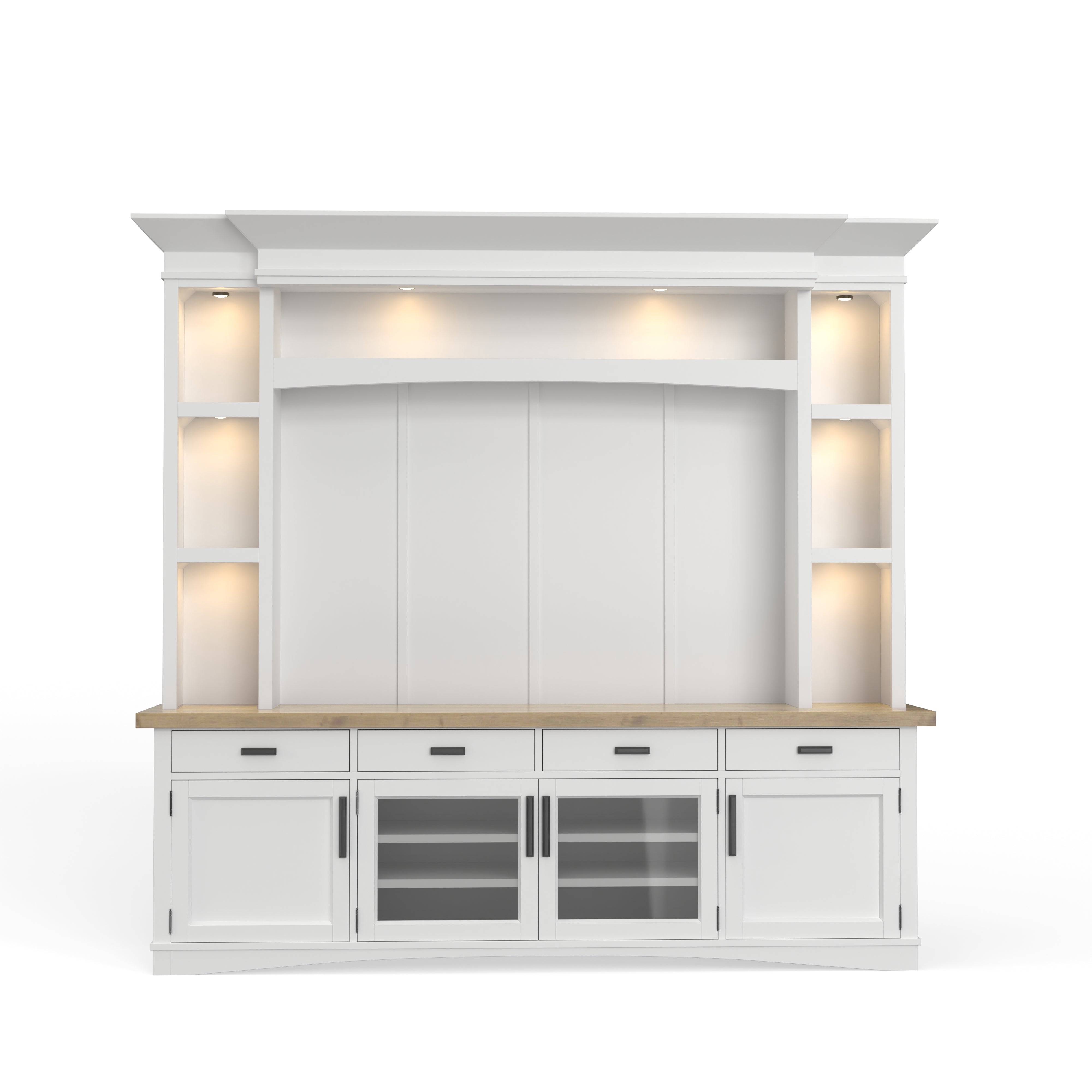 Parker House Americana Modern - Cotton 92 In. TV Console with Hutch Back Panel and LED Lights