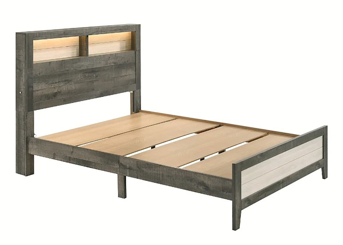 Crown Mark Furniture Rhett Queen Platform Bed in Gray - Ideal Furniture (Fresno,CA)
