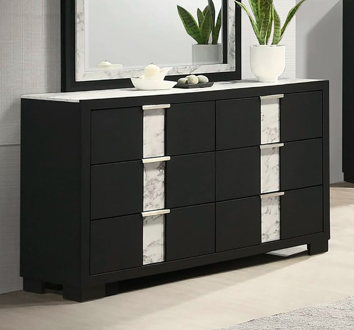Crown Mark Furniture Rangley 6 Drawer Dresser in Black - Ideal Furniture (Fresno,CA)