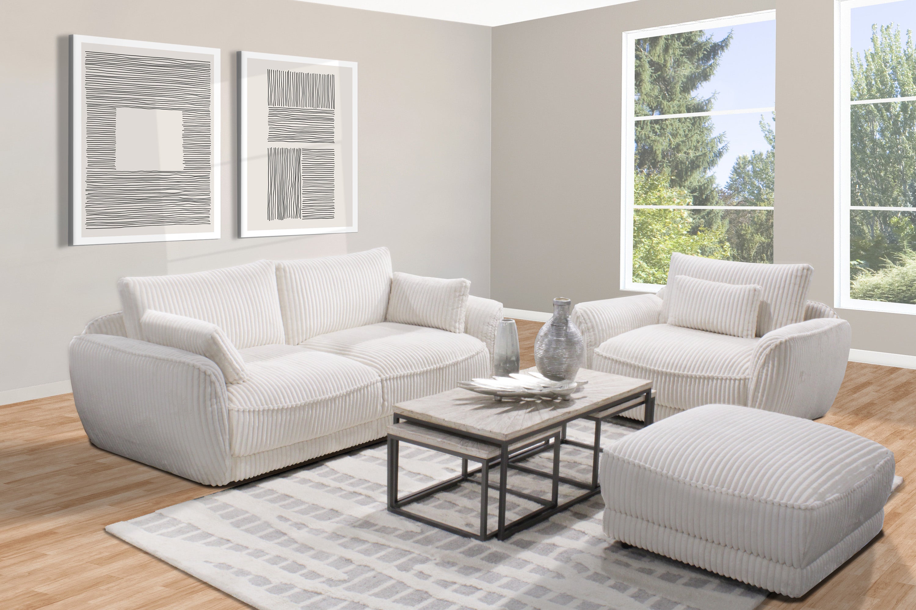 Parker Living Utopia - Mega Ivory Ottoman with Casters