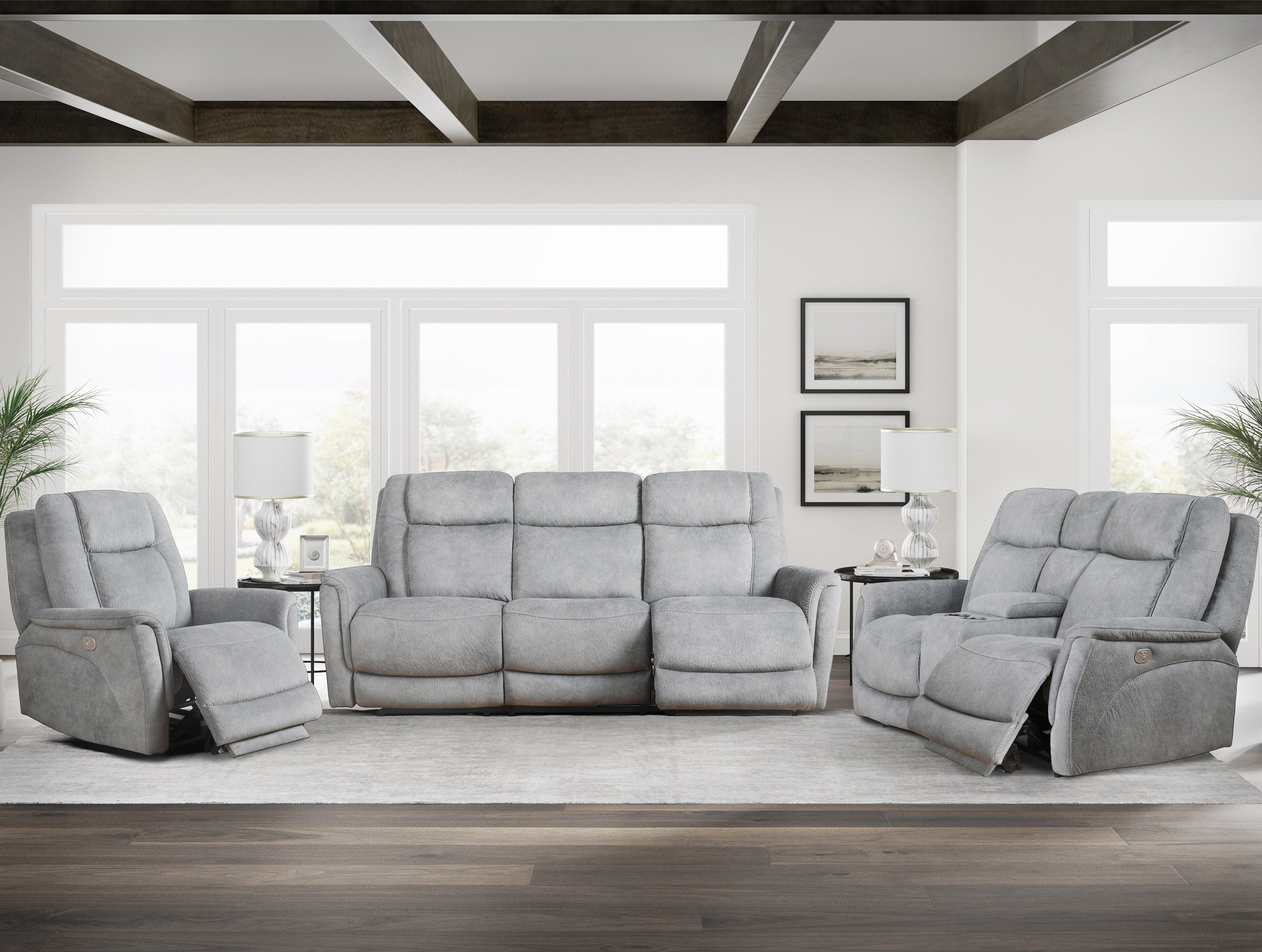Parker Living Linus - Hudson Grey Power Reclining Sofa Loveseat and Recliner