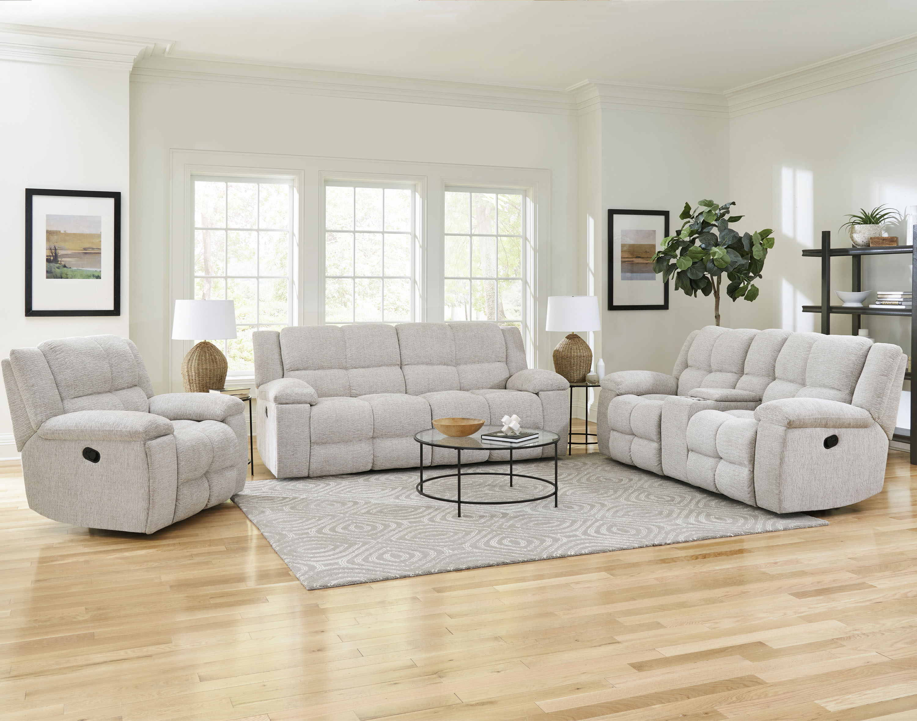Parker Living Buster - Opal Taupe Manual Reclining Sofa Loveseat and Recliner