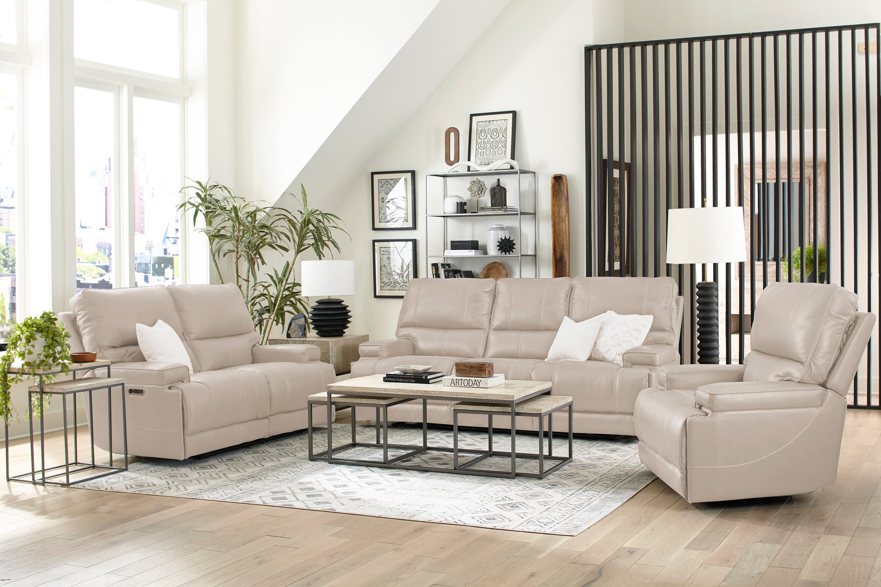 Parker Living Whitman - Verona Linen - Powered By Freemotion Cordless Power Recliner Two Pack