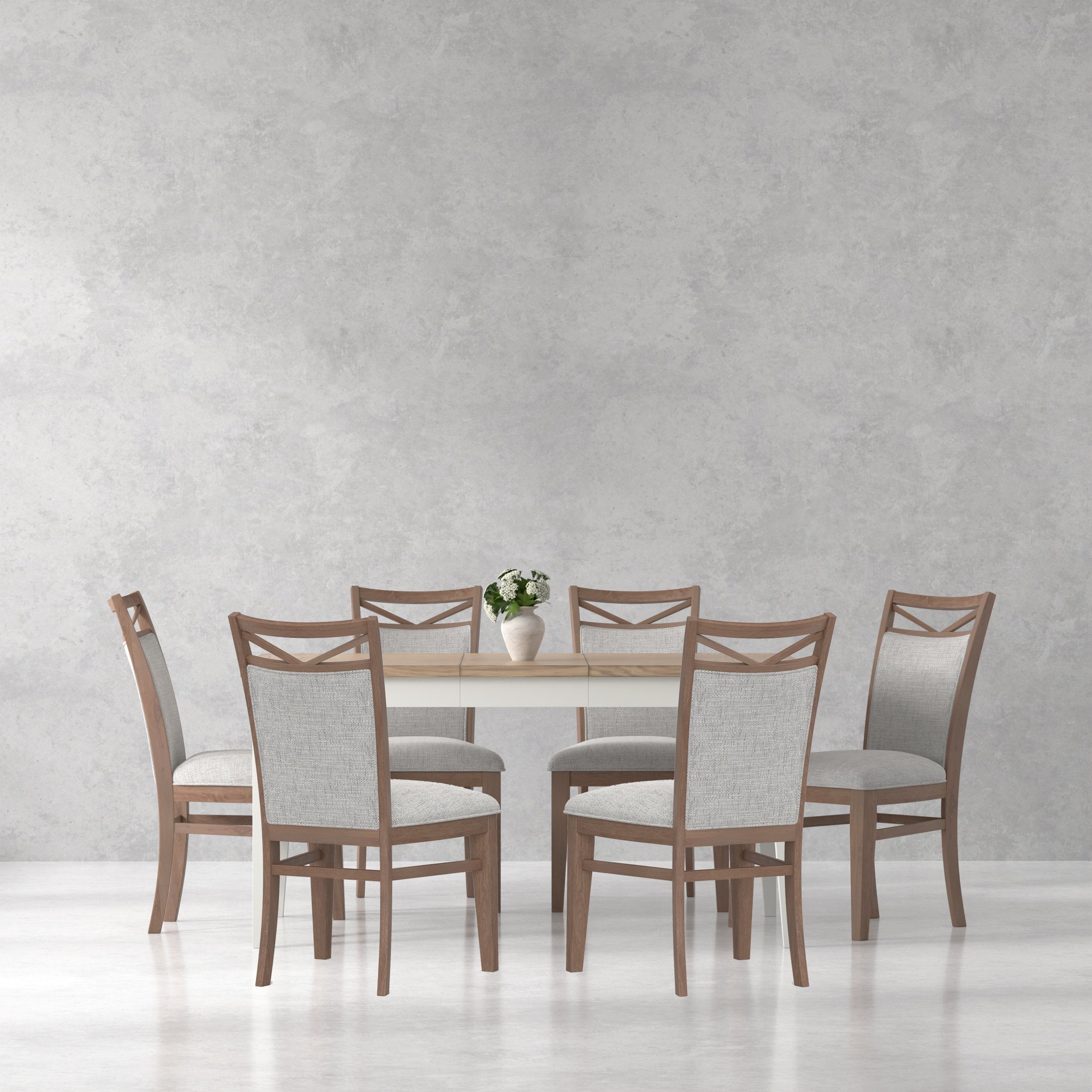 Parker House Americana Modern Dining Rectangular Extendable Dining Table with 6 Upholstered Dining Chairs
