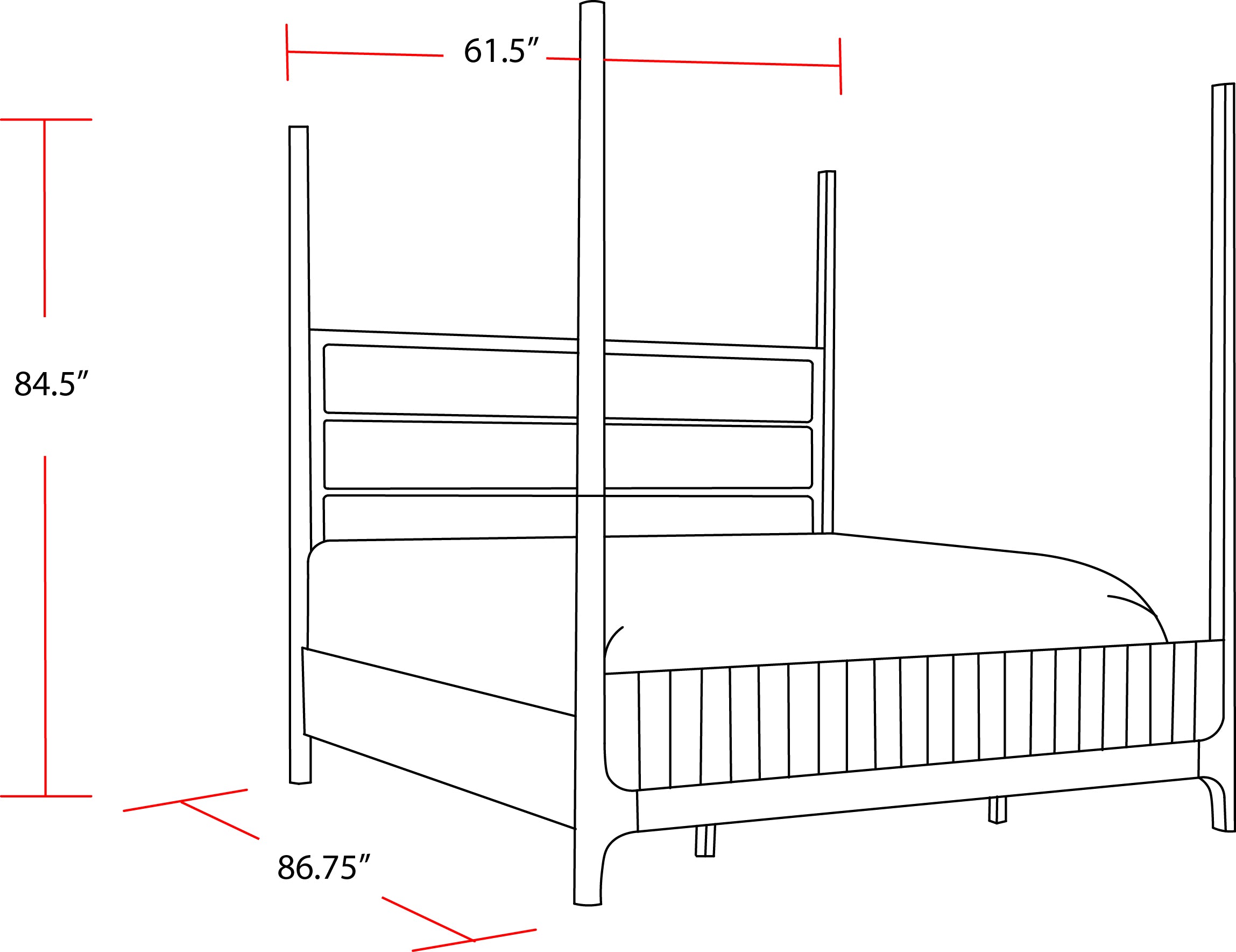 Parker House Escape - Bedroom Queen Poster Bed with 2 Nightstands