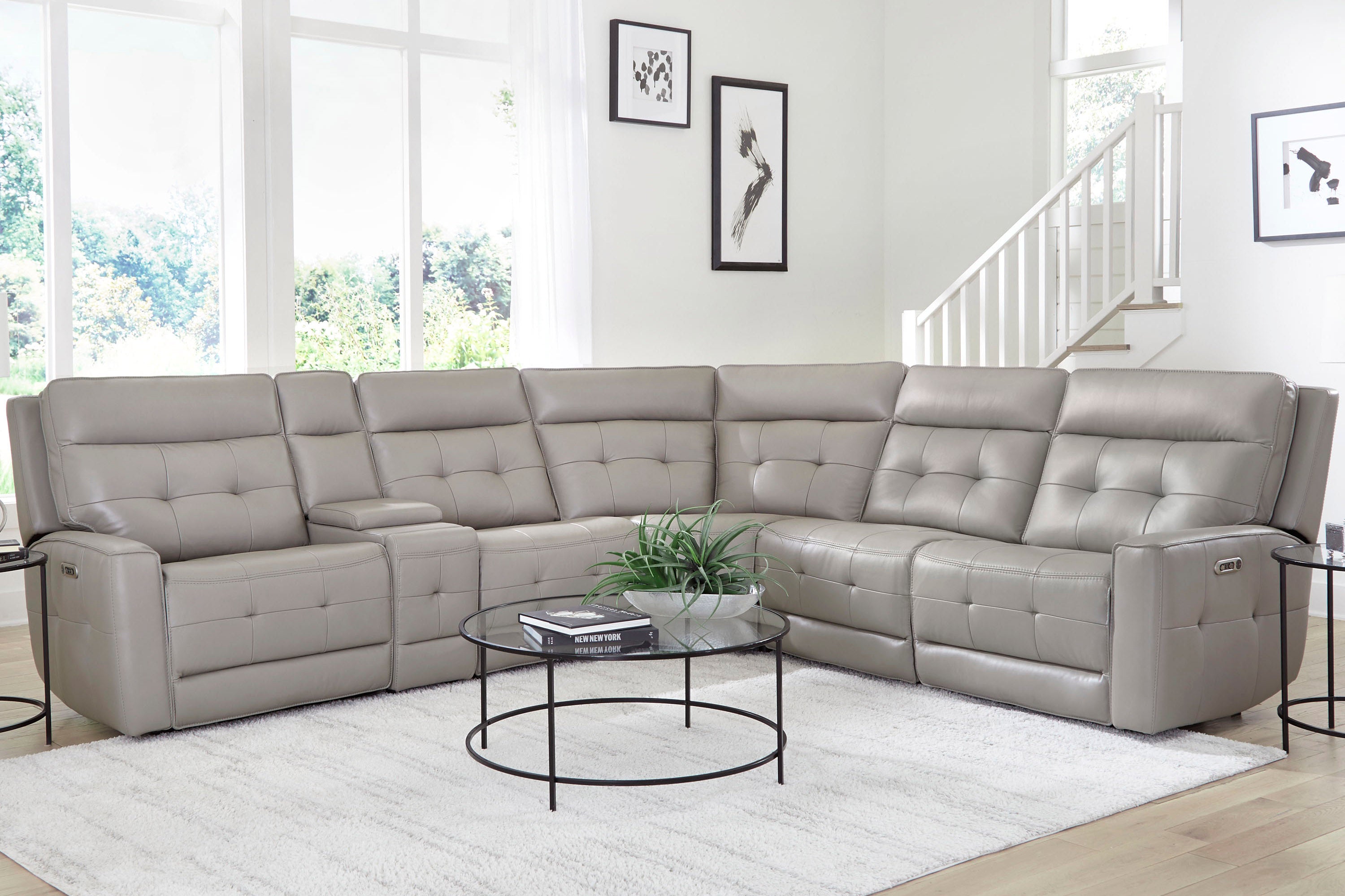 Parker Living Canterbury - Pewter 6 Piece Zero Gravity Modular Power Reclining Sectional