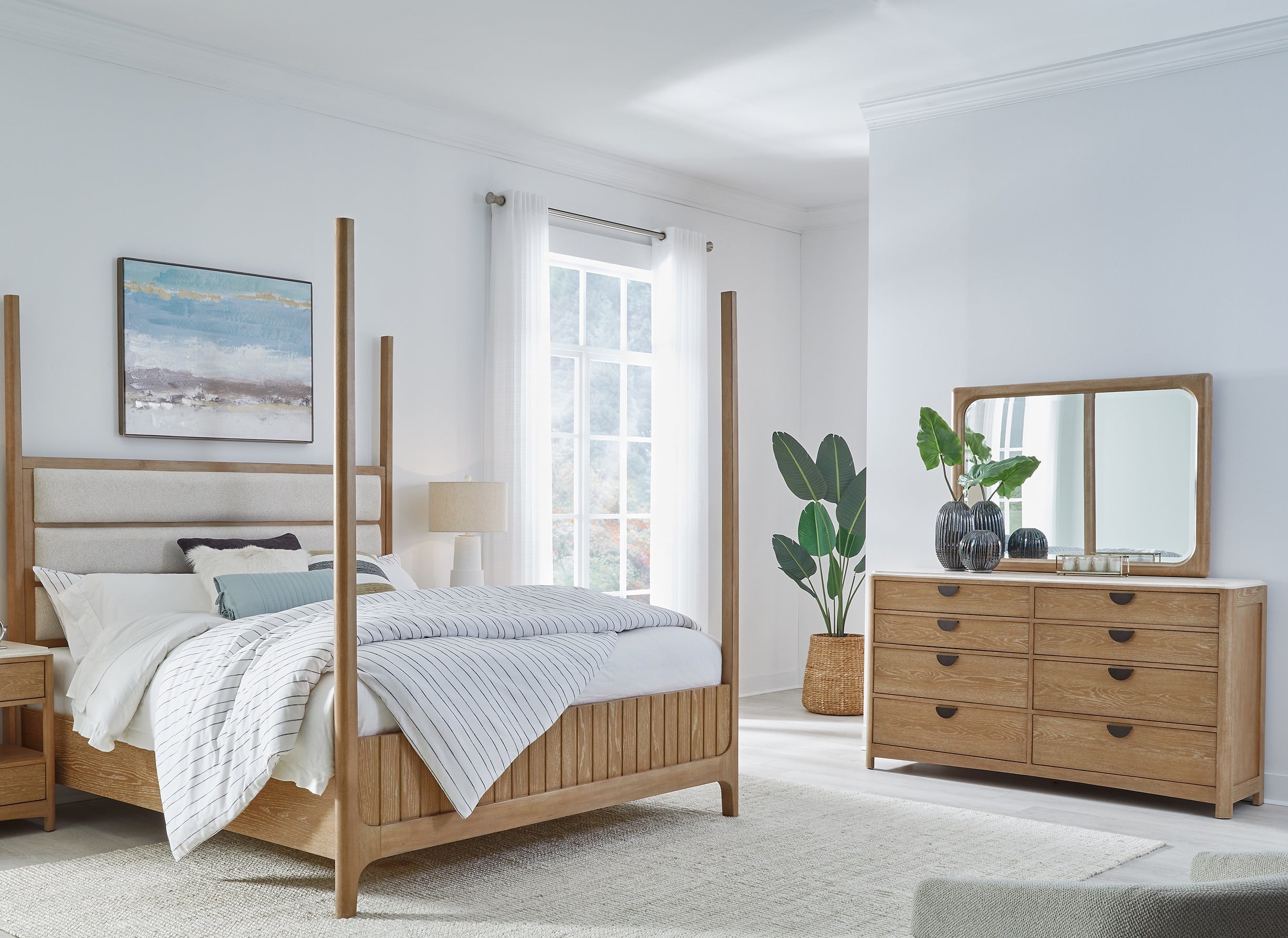 Parker House Escape - Bedroom King Poster Bed with Dresser and Mirror
