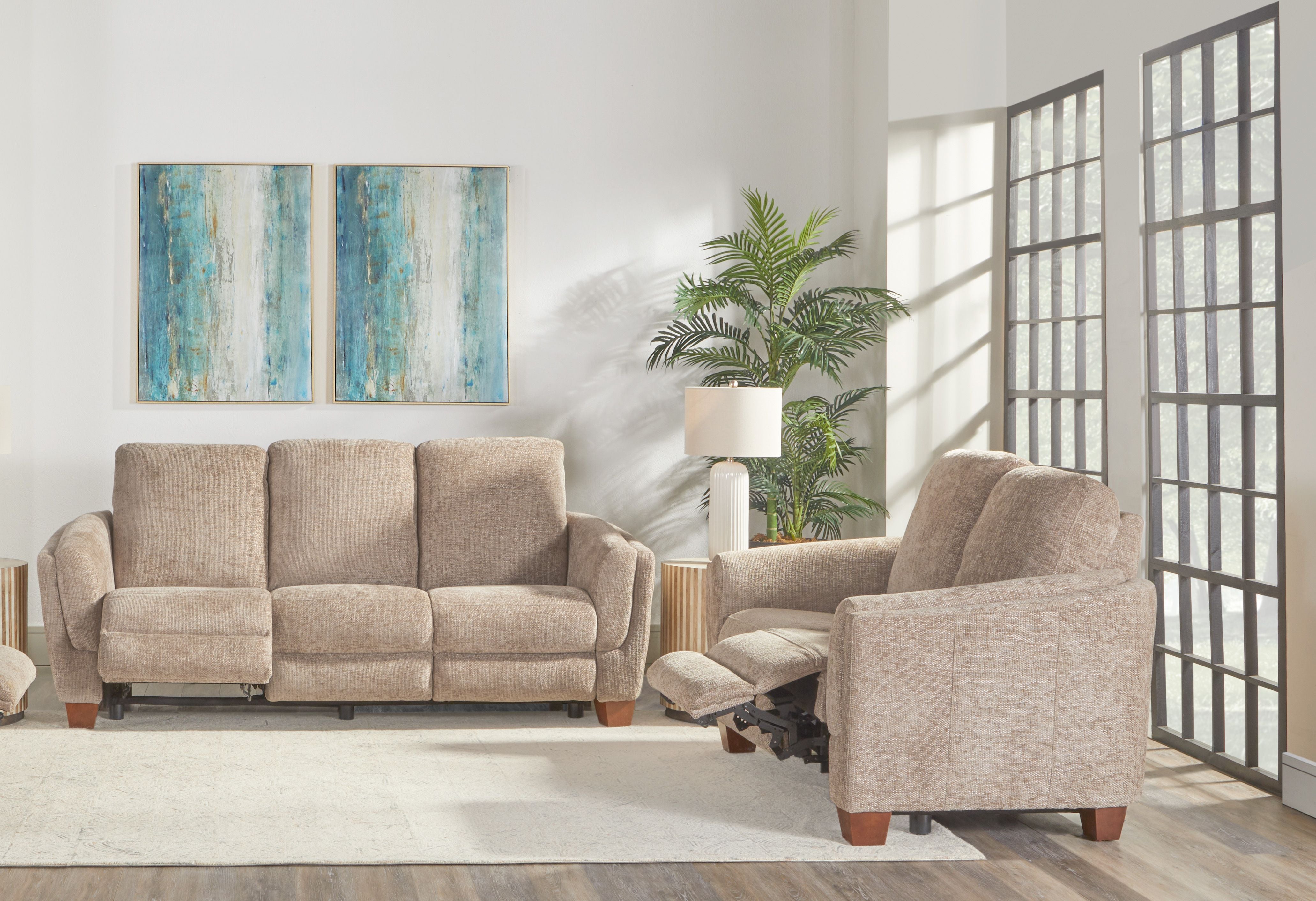 Parker Living Morehead - Biscotti Power Reclining Sofa and Loveseat