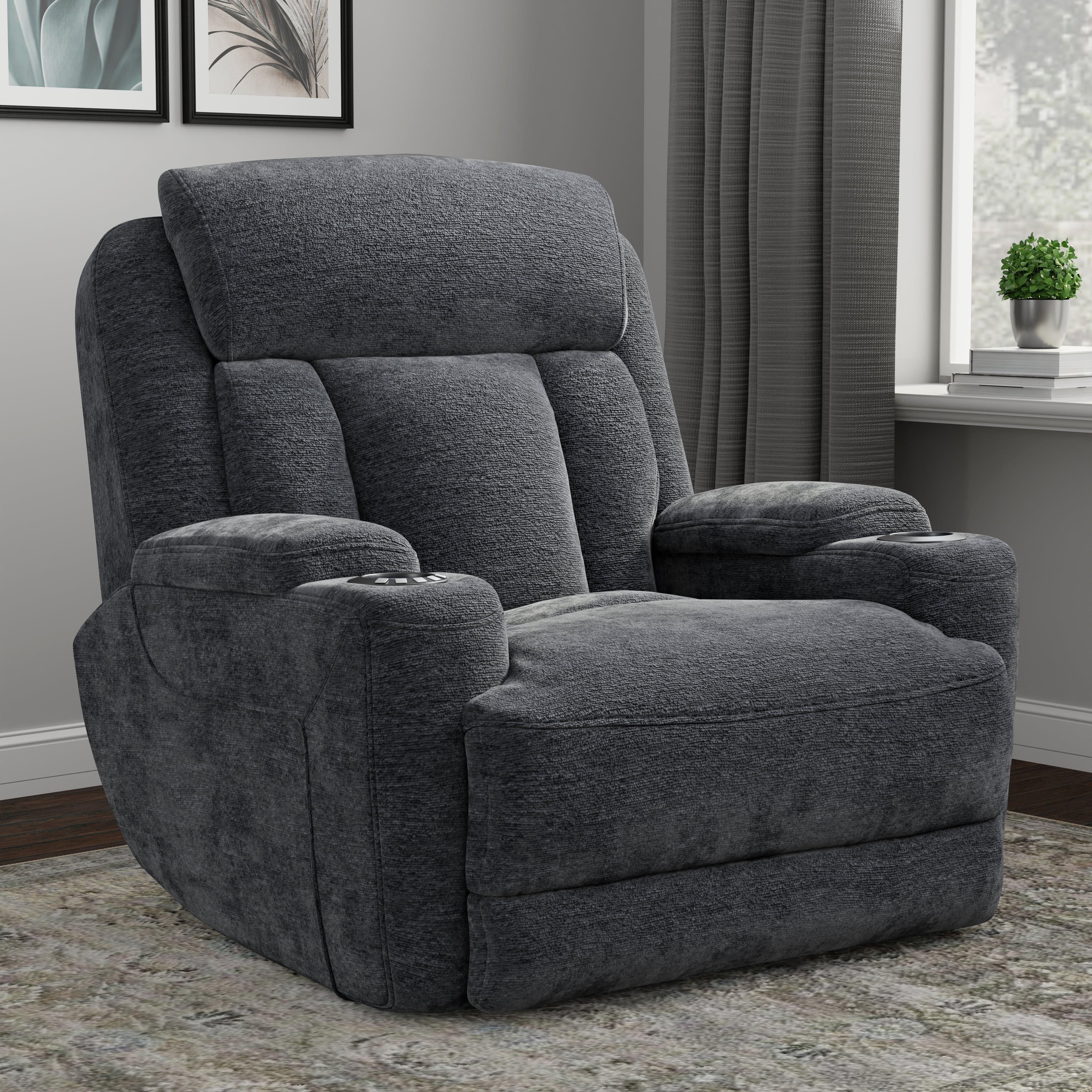 Parker Living Dalton - Lucky Charcoal Power Reclining Sofa Loveseat and Recliner