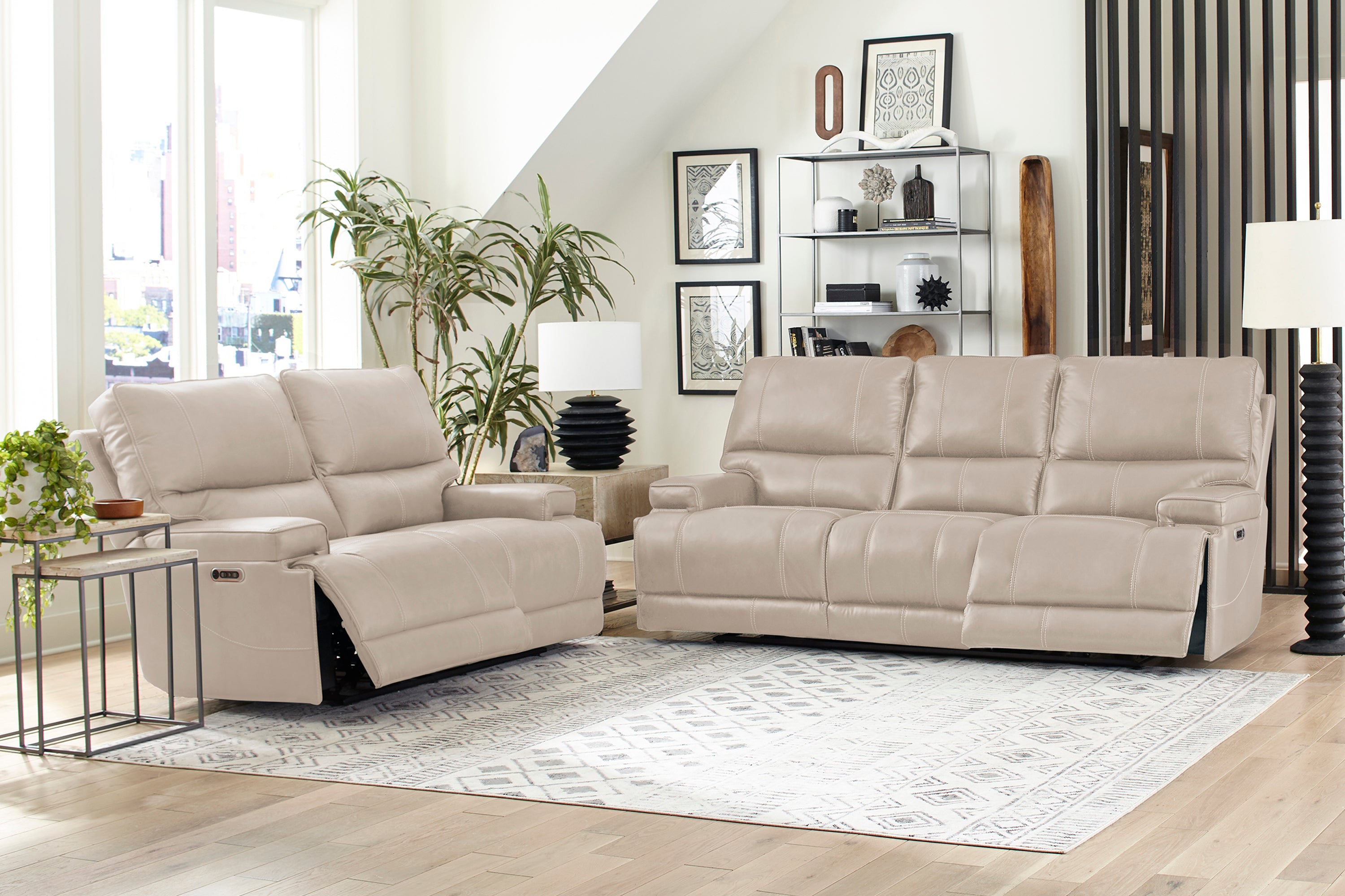 Parker Living Whitman - Verona Linen - Powered By Freemotion Cordless Power Recliner Two Pack