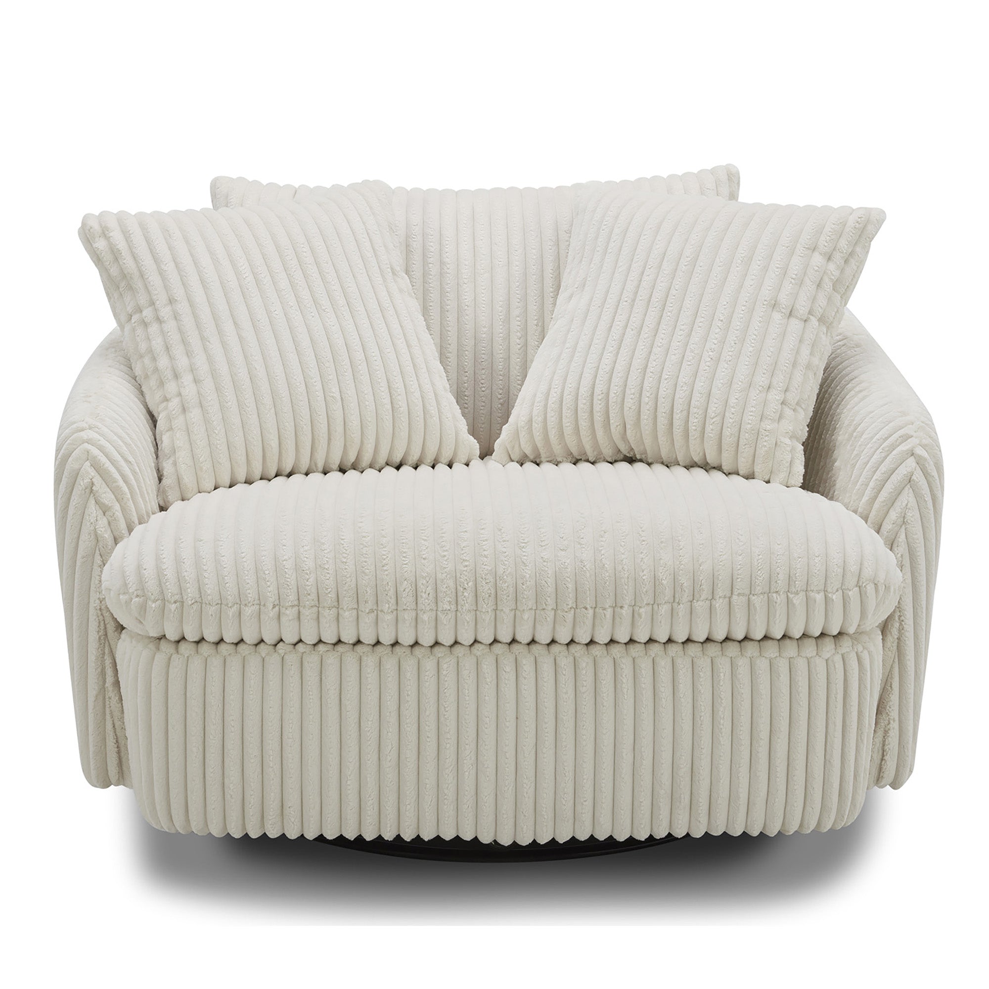 Parker Living Boomer - Mega Ivory Large Swivel Chair with 2 Toss Pillows