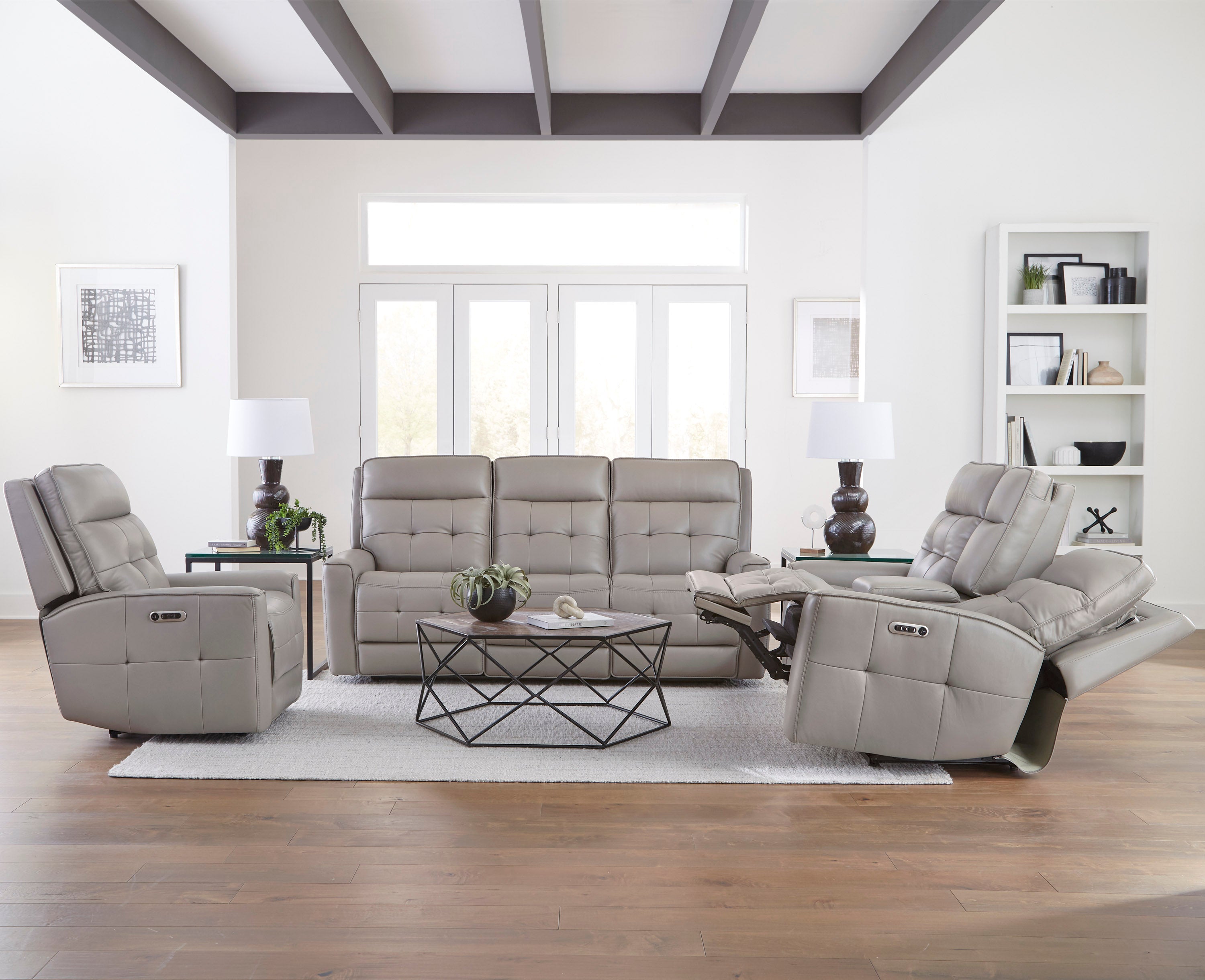Parker Living Canterbury - Pewter Power Reclining Zero Gravity Sofa Loveseat and Recliner