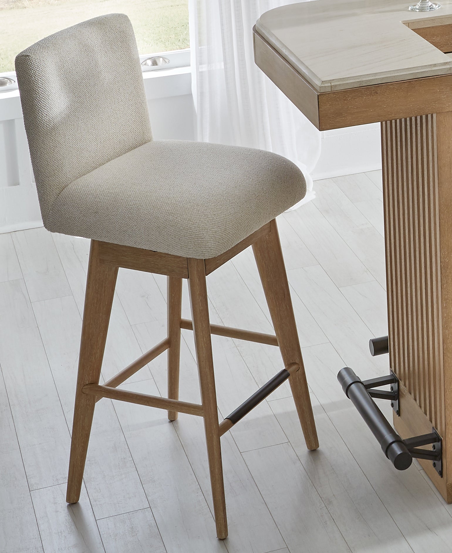 Parker House Escape - Dining 78" Bar with 2 upholstered swivel barstools