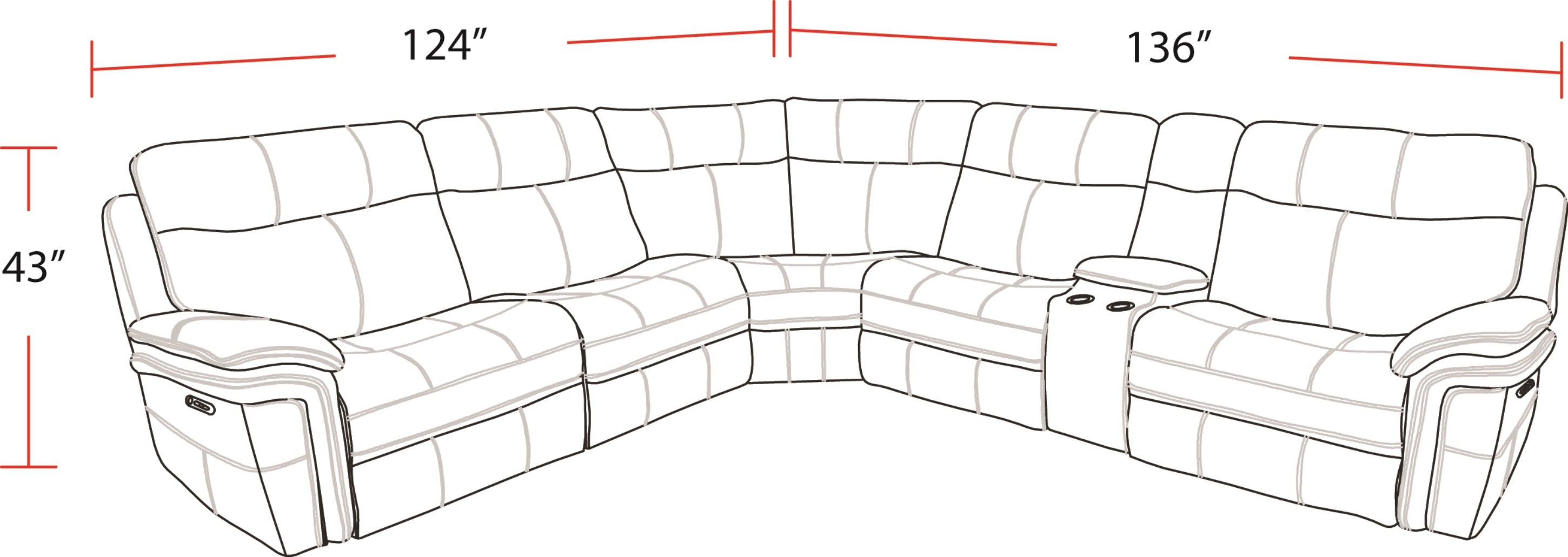 Parker Living Mason - Charcoal 6 Piece Modular Power Reclining Sectional with Power Adjustable Headrests