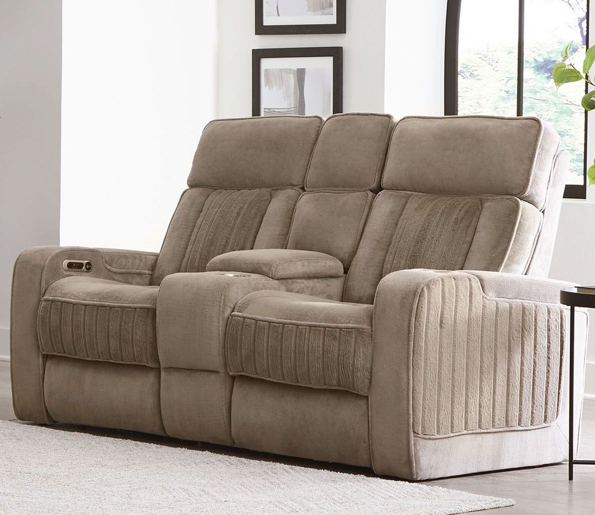 Parker Living Equinox - Mushroom Power Reclining Console Loveseat