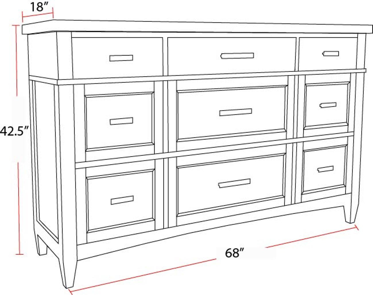 Parker House Americana Modern Bedroom 9 Drawer Dresser