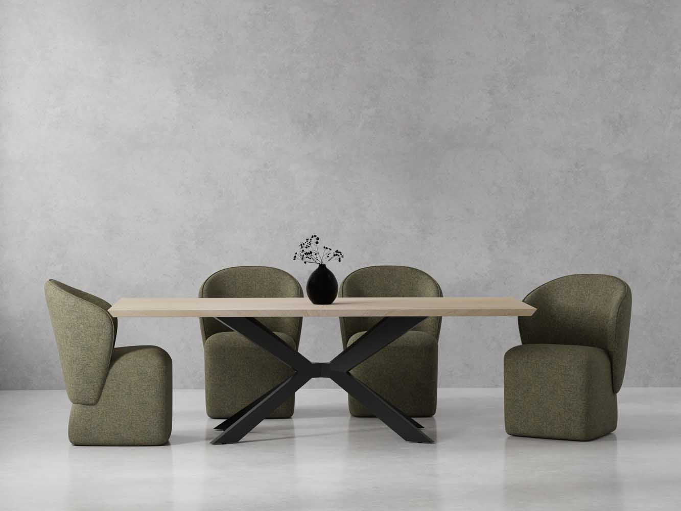 Parker House Crossings - Monaco Dining 86 In. Rectangular Dining Table With 4 Upholstered Chairs - DMON-5PC-86REC-DBGO-QMSG