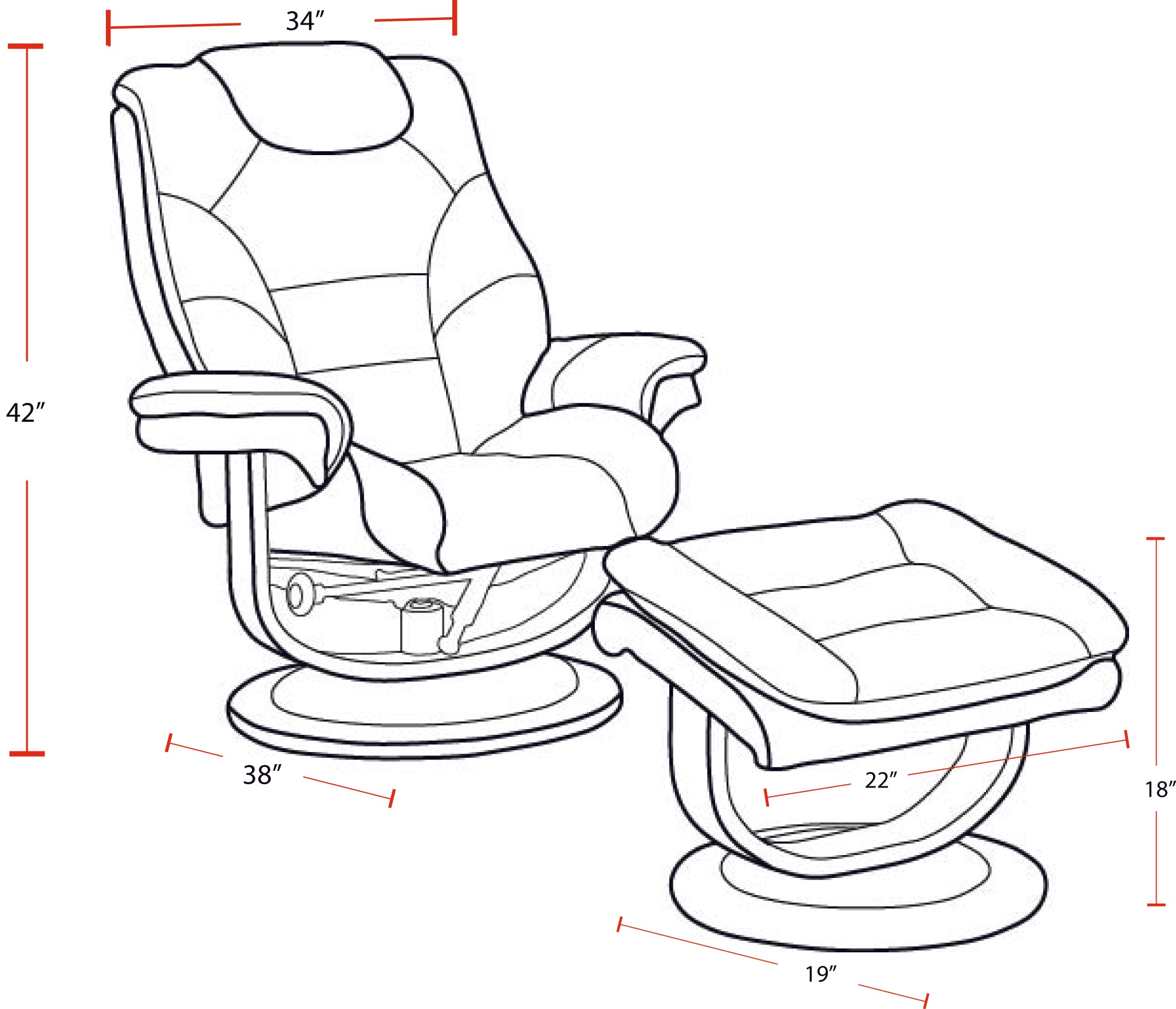 Parker Living Knight - Haze Manual Reclining Swivel Chair and Ottoman