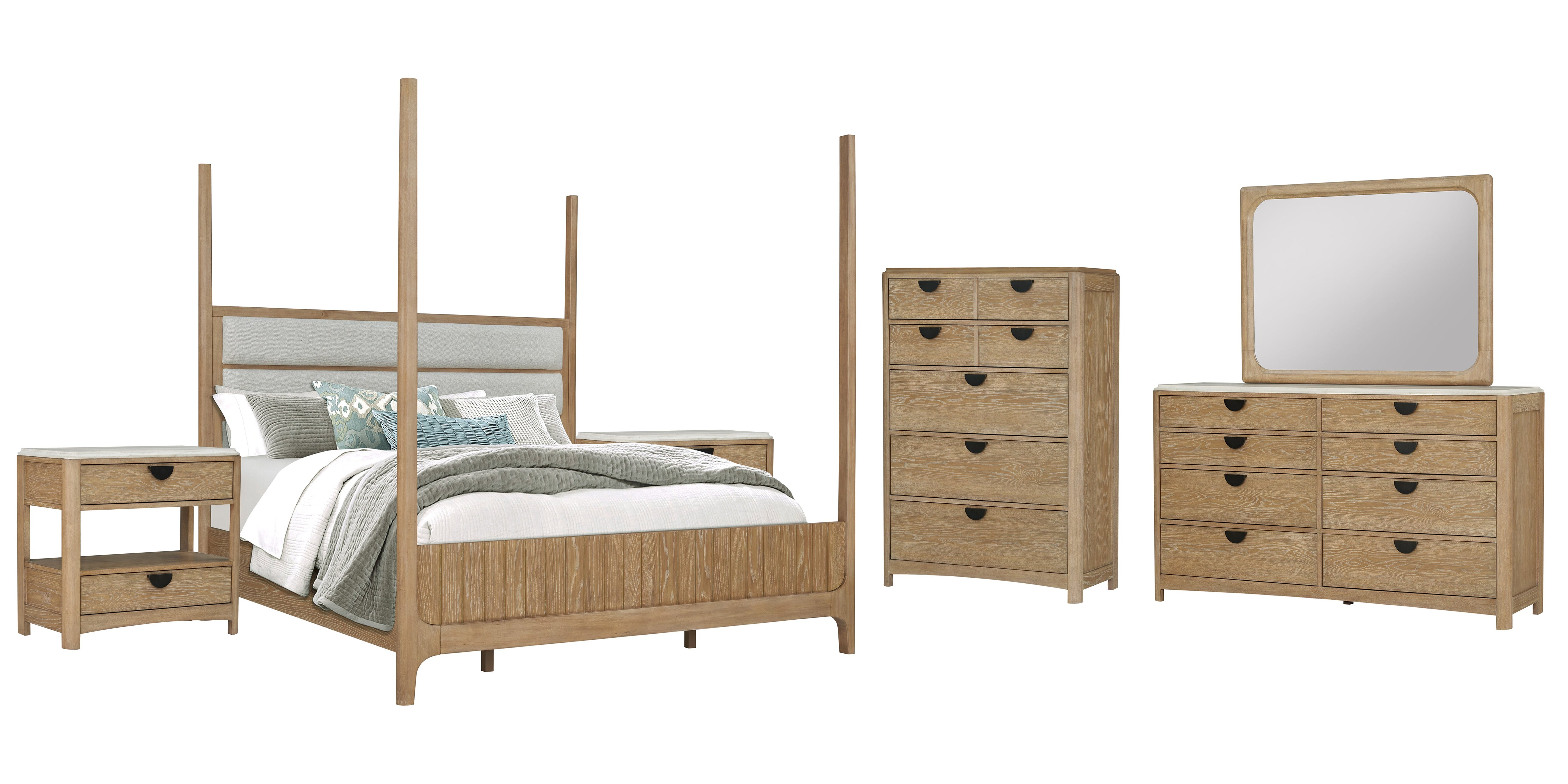 Parker House Escape - Bedroom Queen Poster Bed 2 Nightstands Dresser with Mirror and Chest