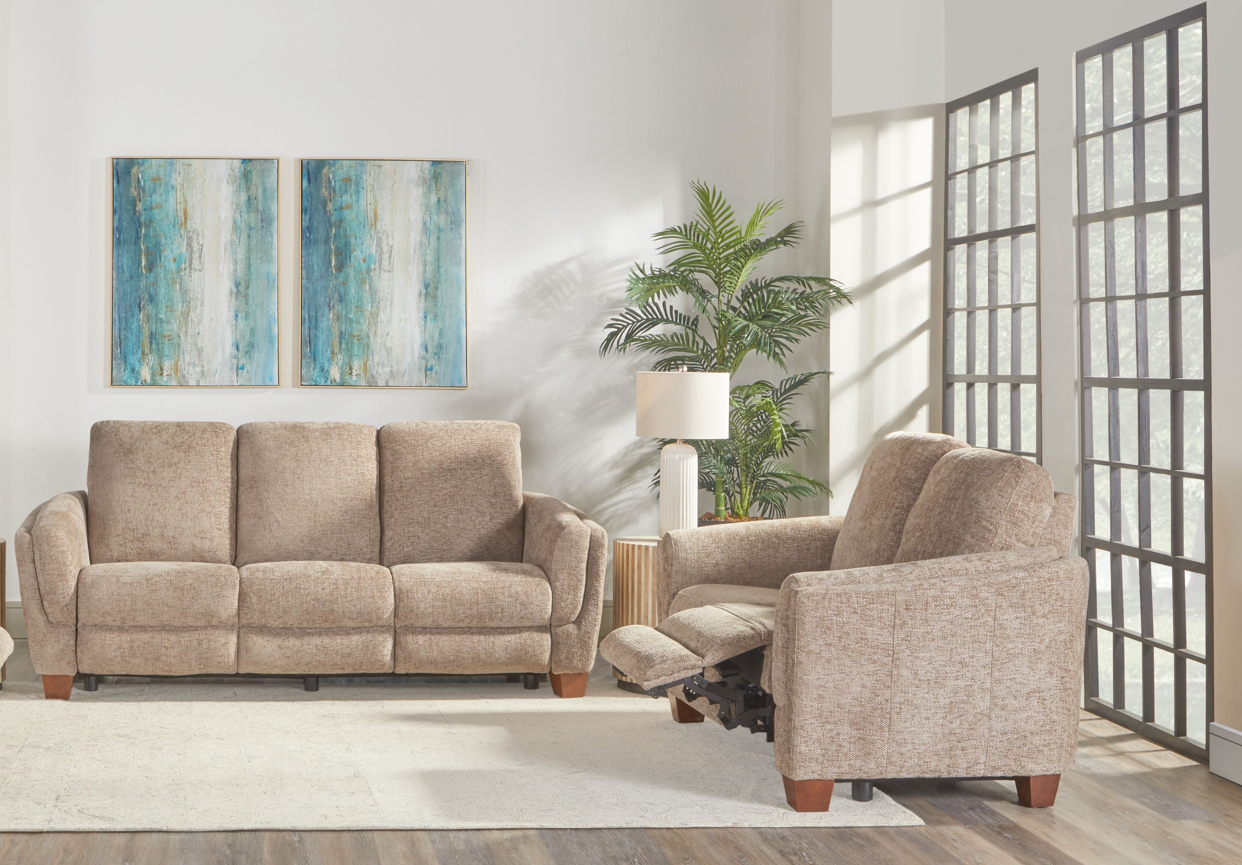 Parker Living Morehead - Biscotti Power Reclining Sofa and Loveseat