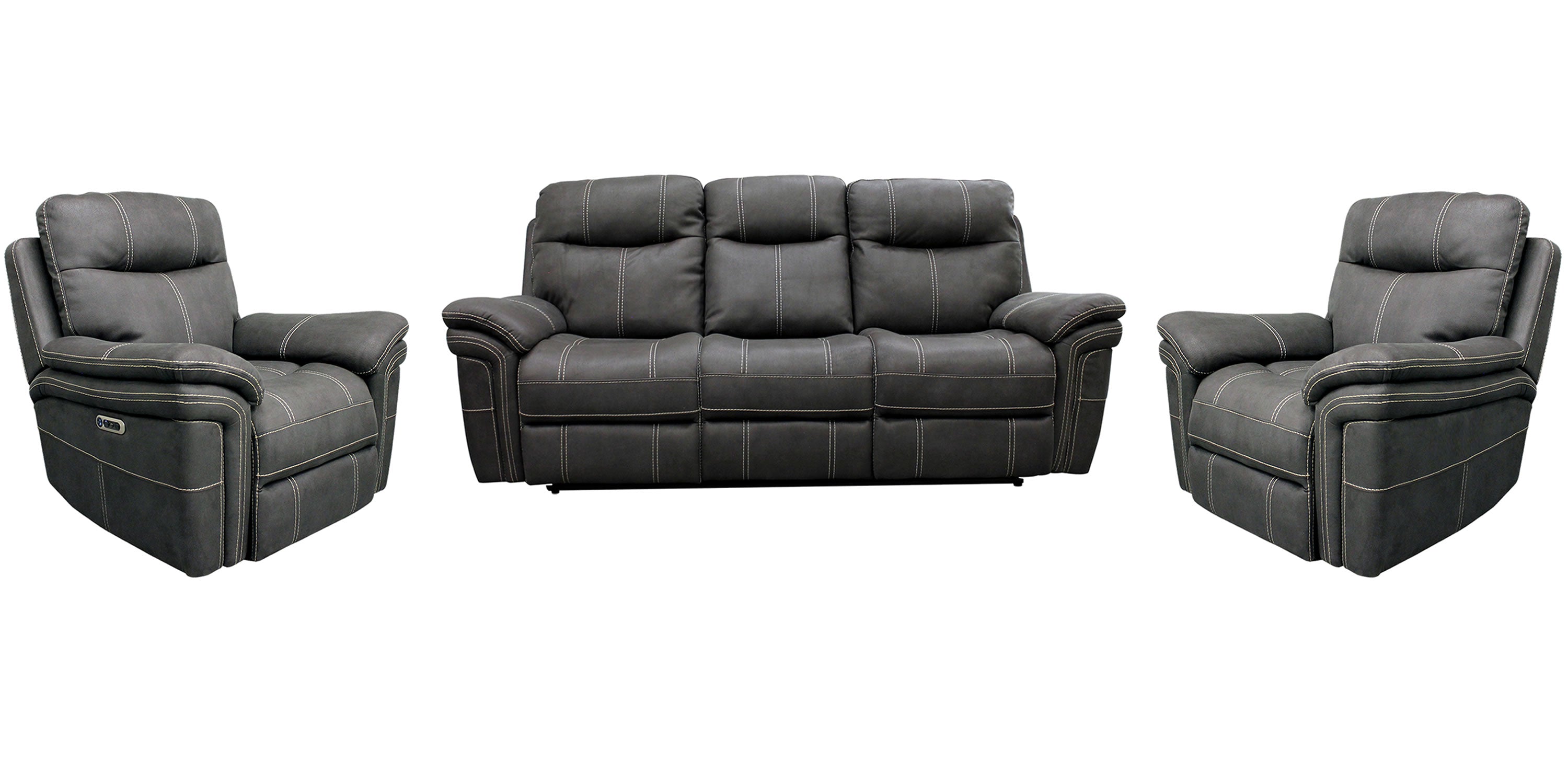 Parker Living Mason - Charcoal Power Reclining Sofa and Two Recliners
