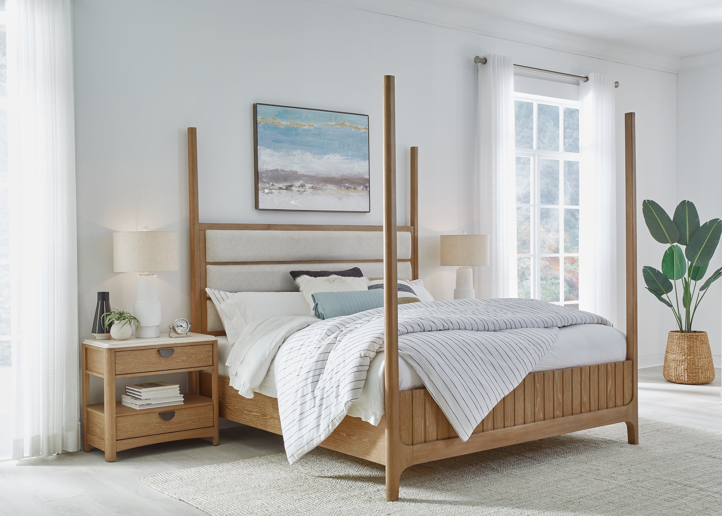 Parker House Escape - Bedroom Queen Poster Bed with 2 Nightstands