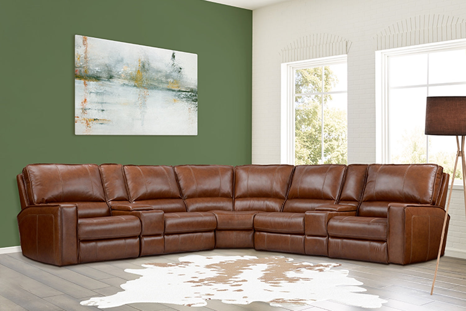 Parker Living Rockford - Verona Saddle 7 Piece Modular Power Reclining Sectional with Power Adjustable Headrests