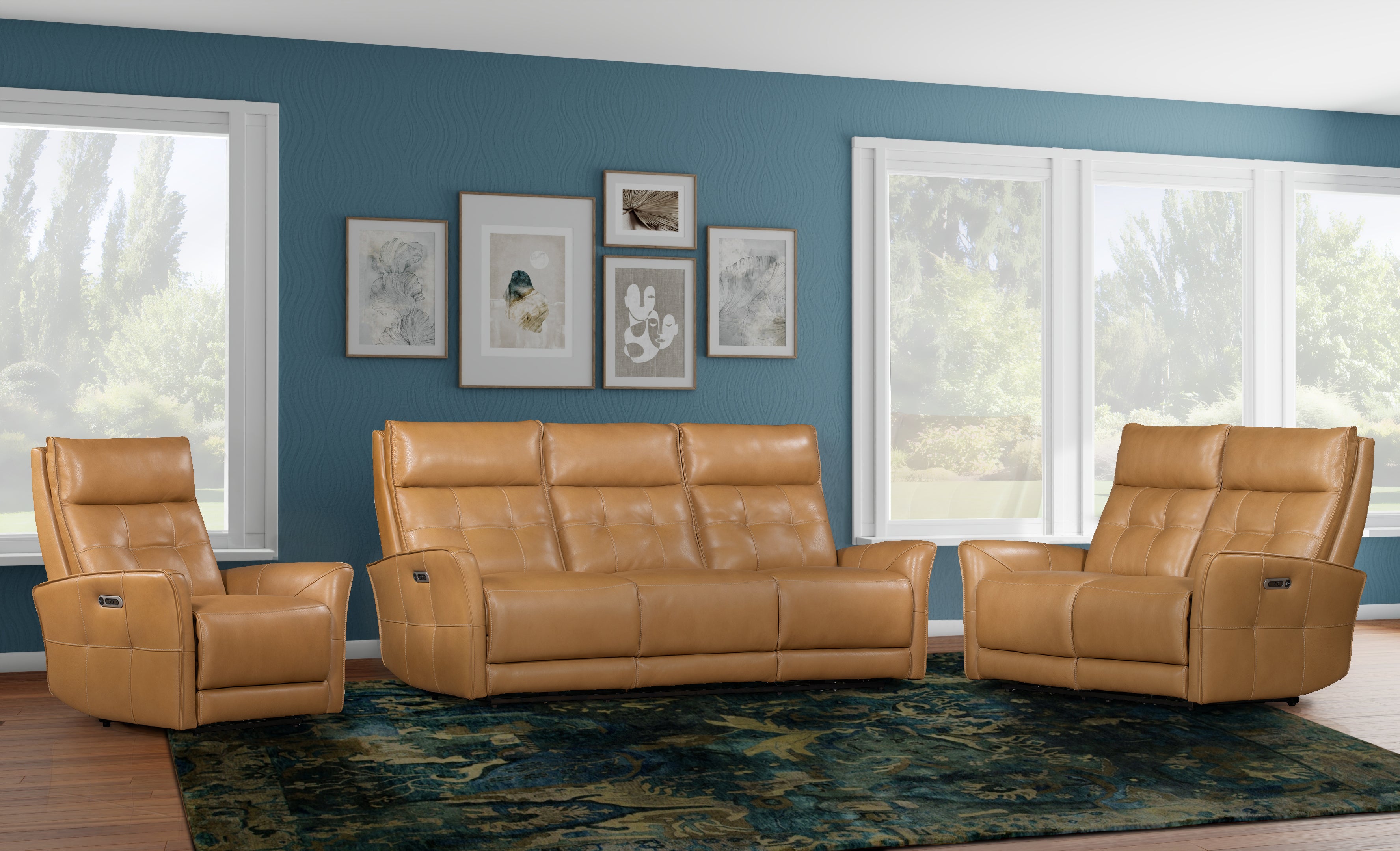 Parker Living Gershwin - Lucca Butterscotch Power Reclining Sofa Loveseat and Recliner
