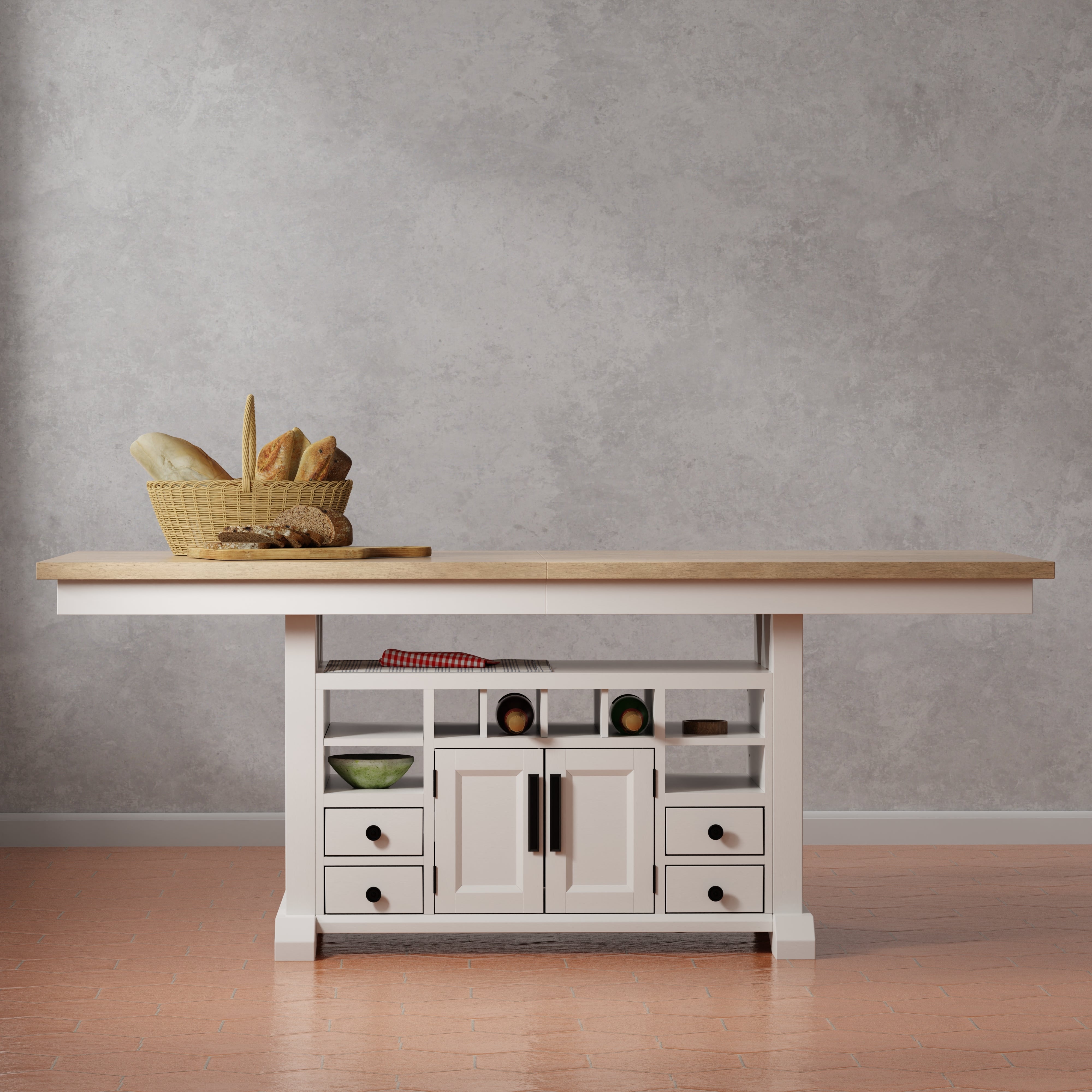 Parker House Americana Modern Dining Island Counter Height Table with 8 upholstered chairs