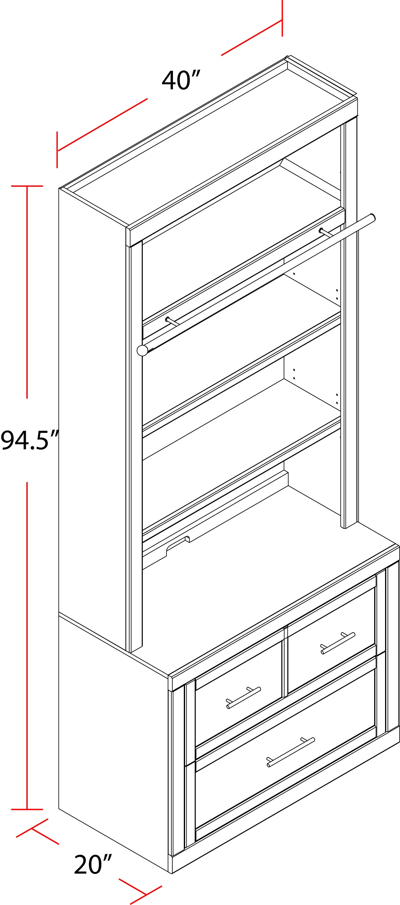 Parker House Catalina 40 In. Lateral File and Hutch