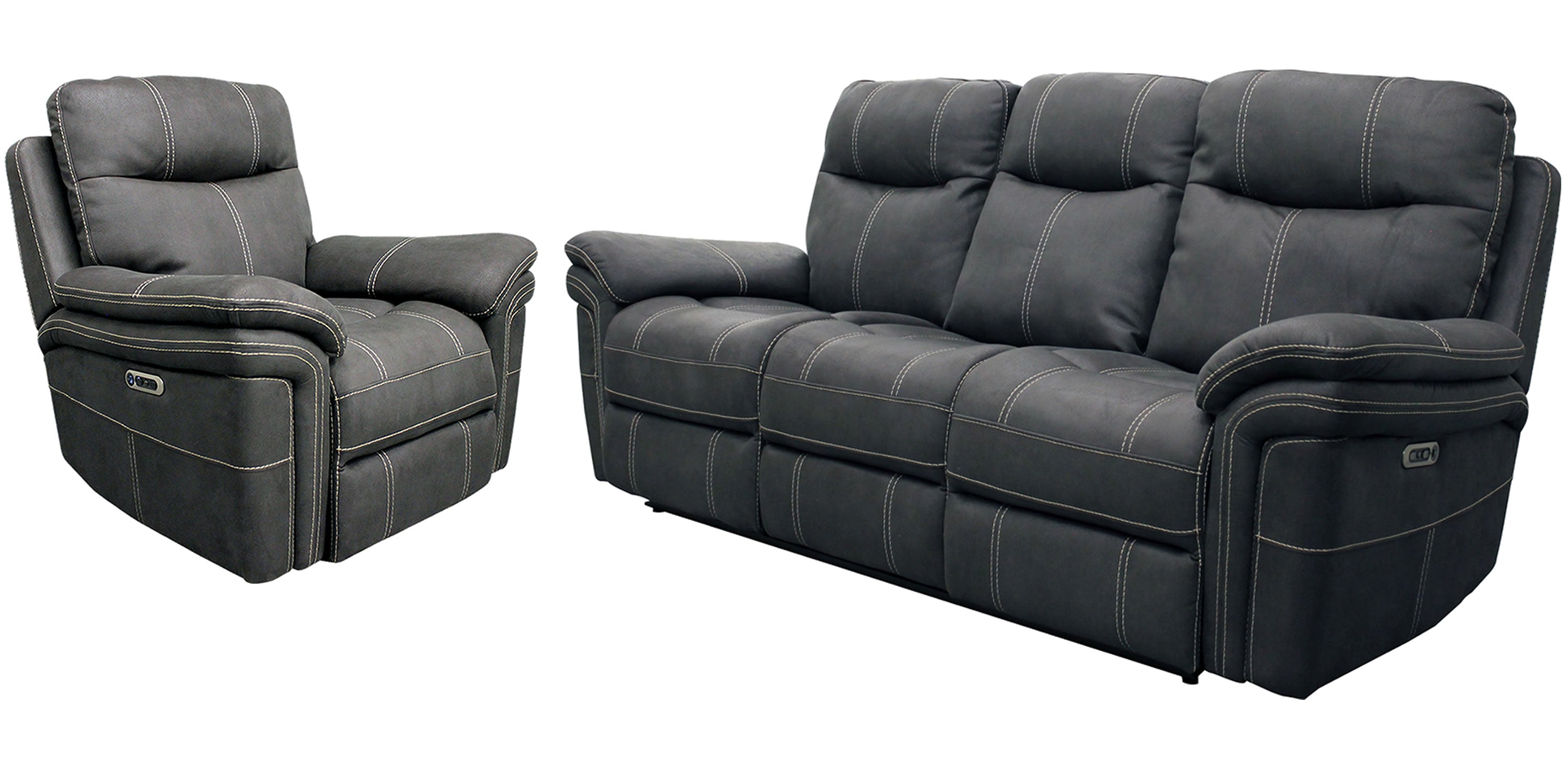 Parker Living Mason - Charcoal Power Reclining Sofa and Recliner