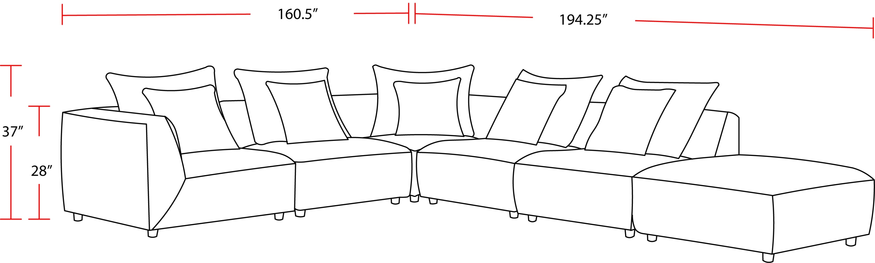 Parker Living Recess - Reptile Blue 6 Piece Modular Sectional