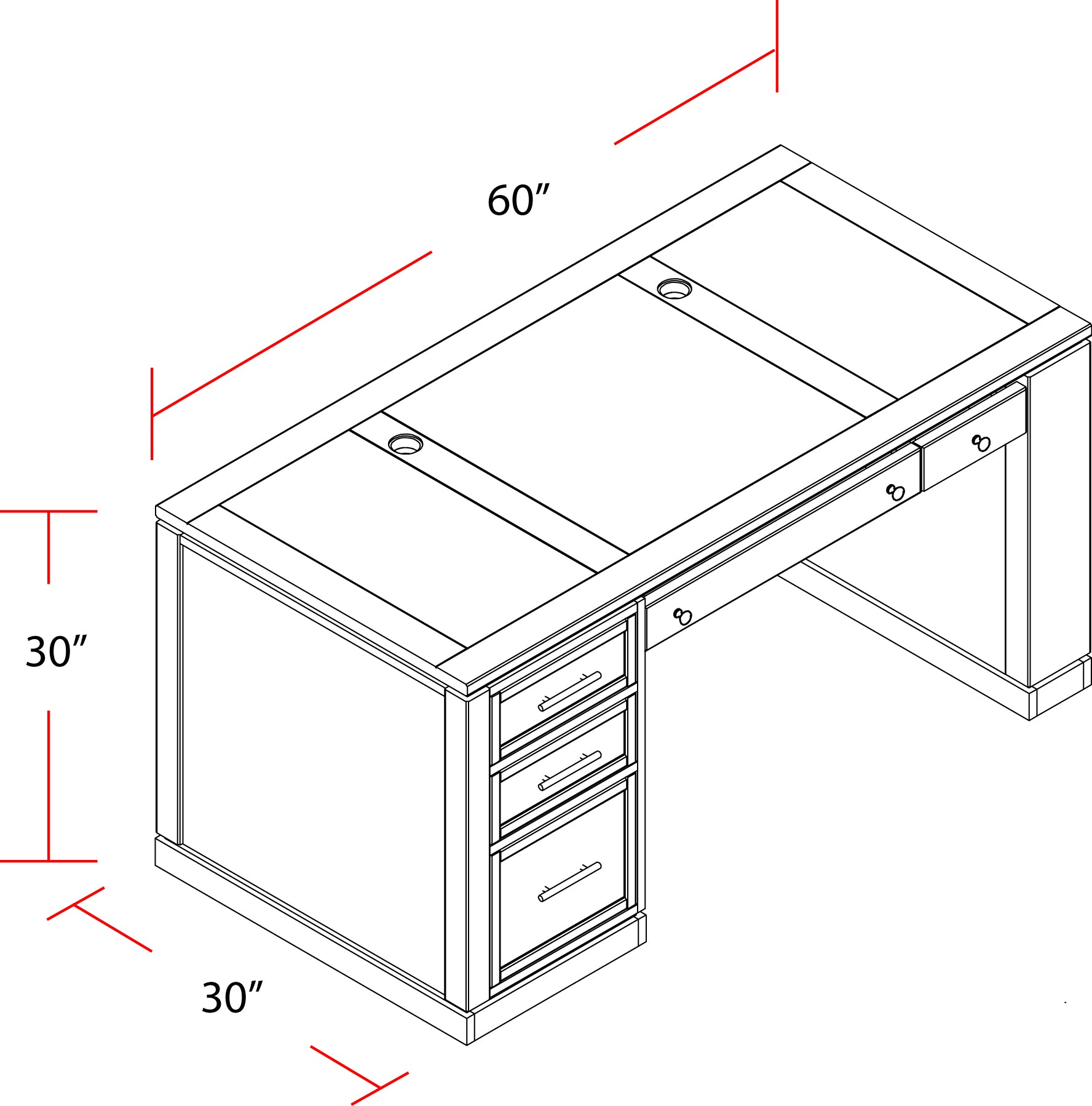 Parker House Catalina 60 In. Writing Desk with Power Center and USB