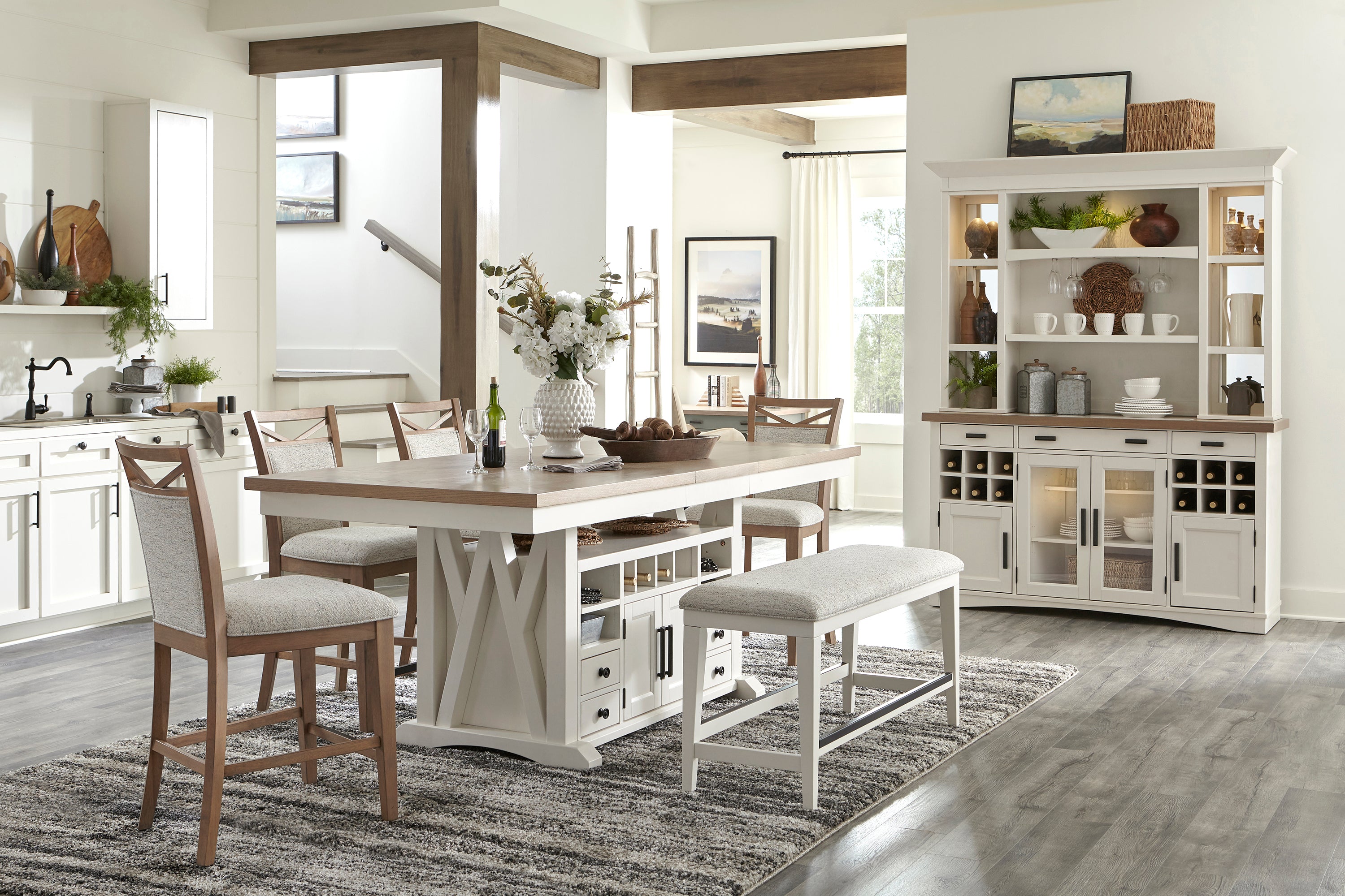 Parker House Americana Modern Dining 72 In. Island Counter-Height Extendable Dining Table