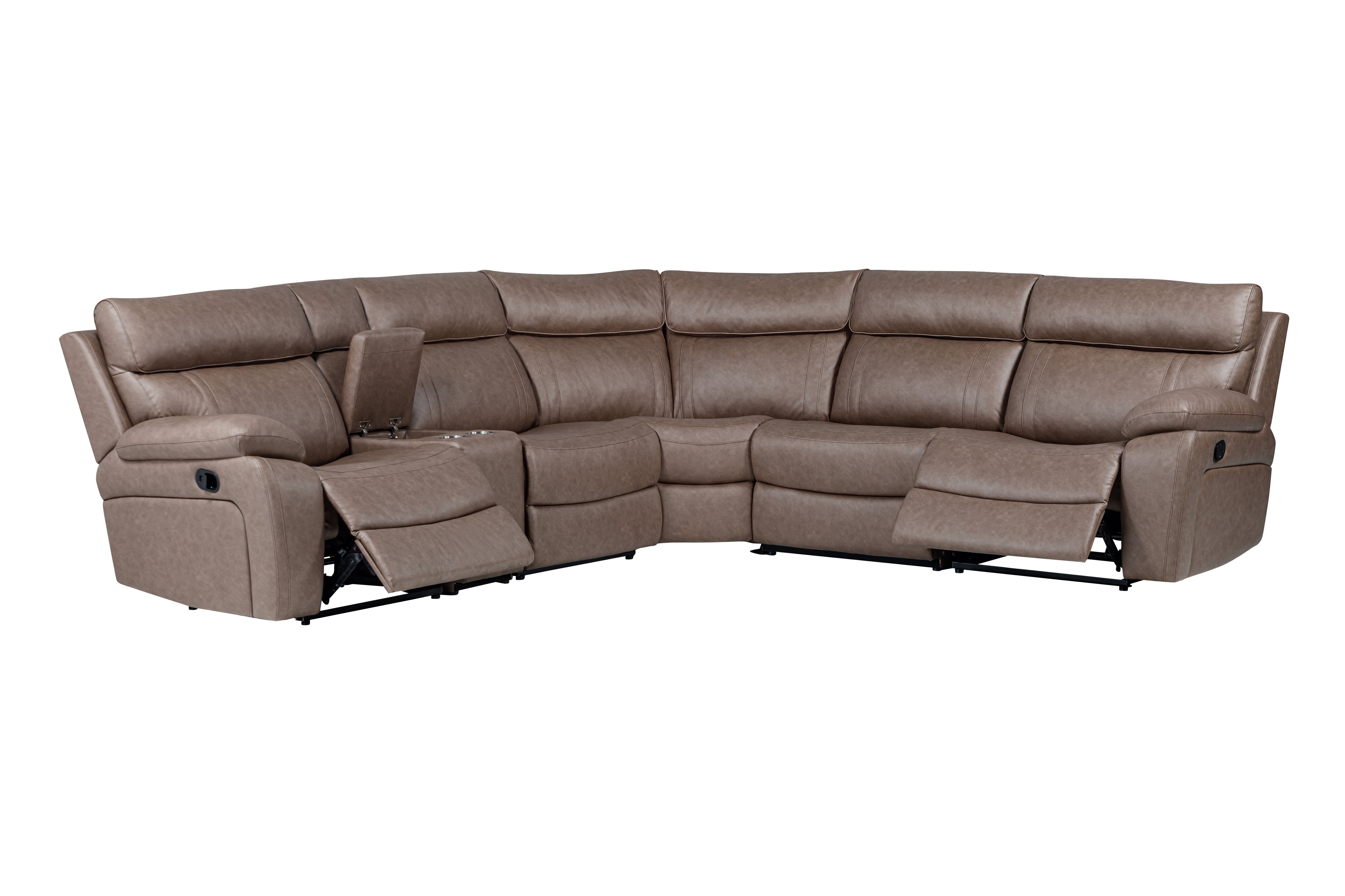 Parker Living Theon - Stokes Toffee 6 Piece Modular Manual Reclining Sectional and Entertainment Console