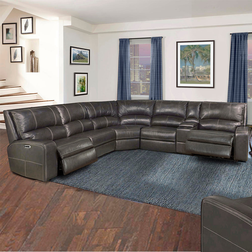 Parker Living Swift - Twilight 6 Piece Modular Power Reclining Sectional with Power Adjustable Headrests