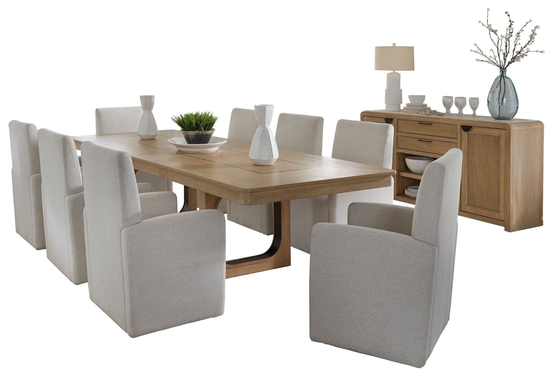 Parker House Escape - Dining 84" Rectangular Table with console & 8 caster chairs