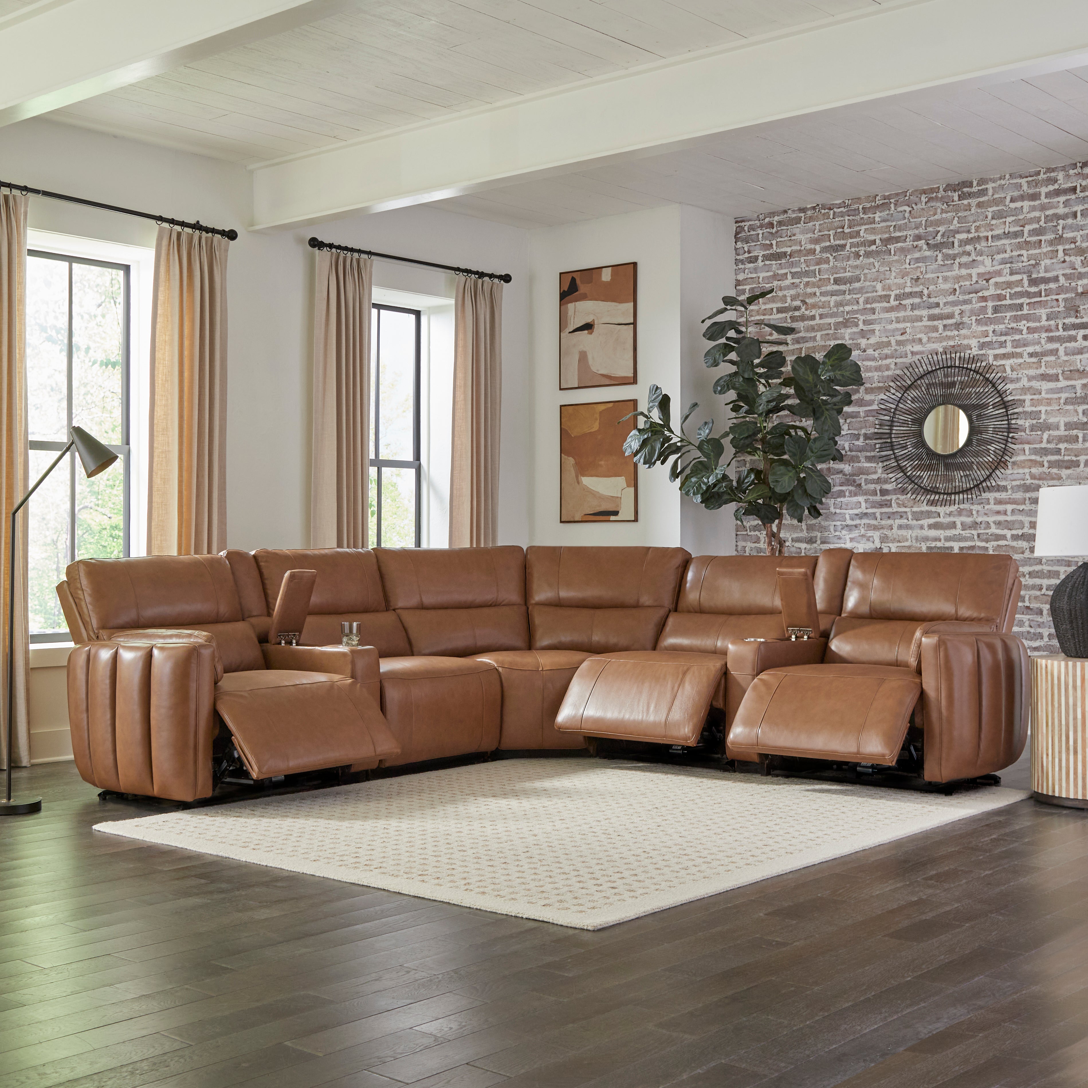 Parker Living Modesto - Sable 7 Piece Modular Power Reclining Sectional with Power Adjustable Headrests