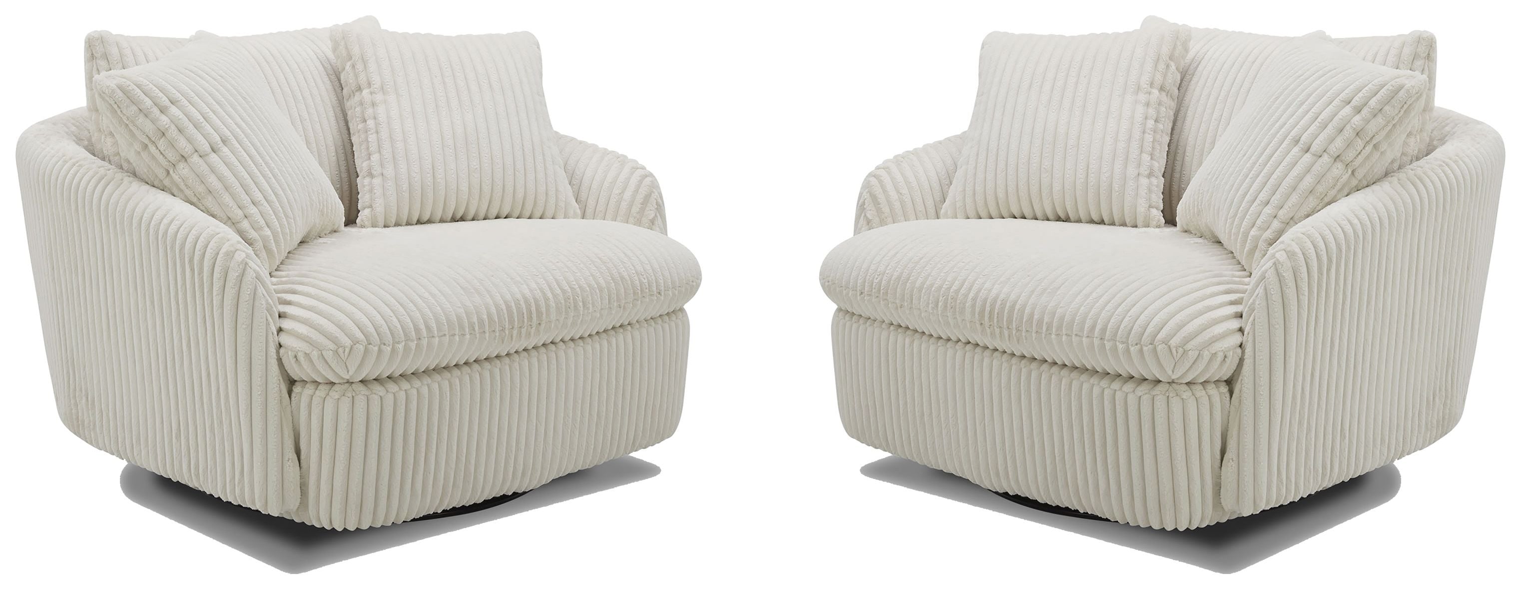 Parker Living Boomer - Mega Ivory Large Swivel Chair with 2 Toss Pillows Two Pack