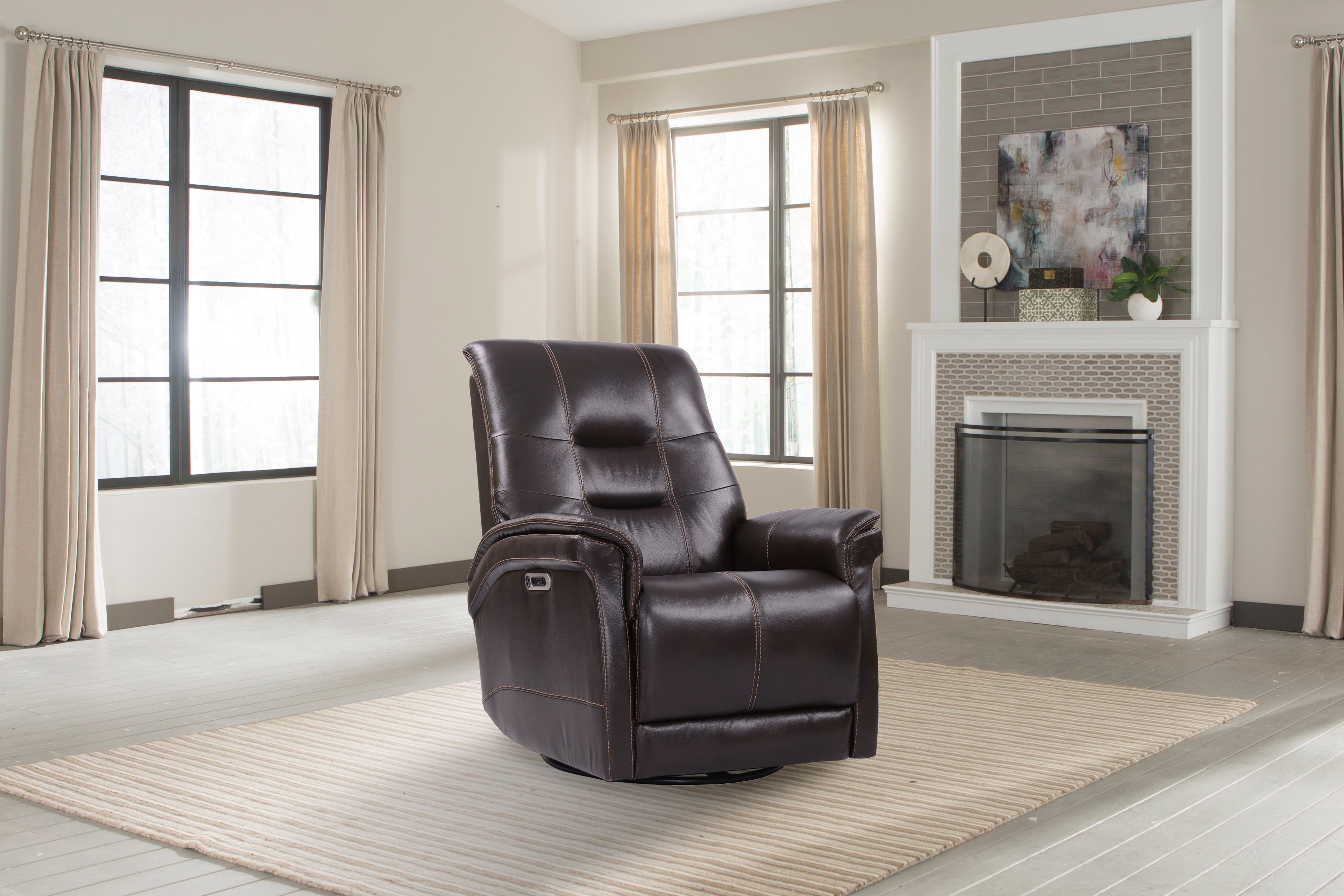 Parker Living Carnegie - Verona Coffee - Powered By Freemotion Cordless Power Swivel Glider Recliner