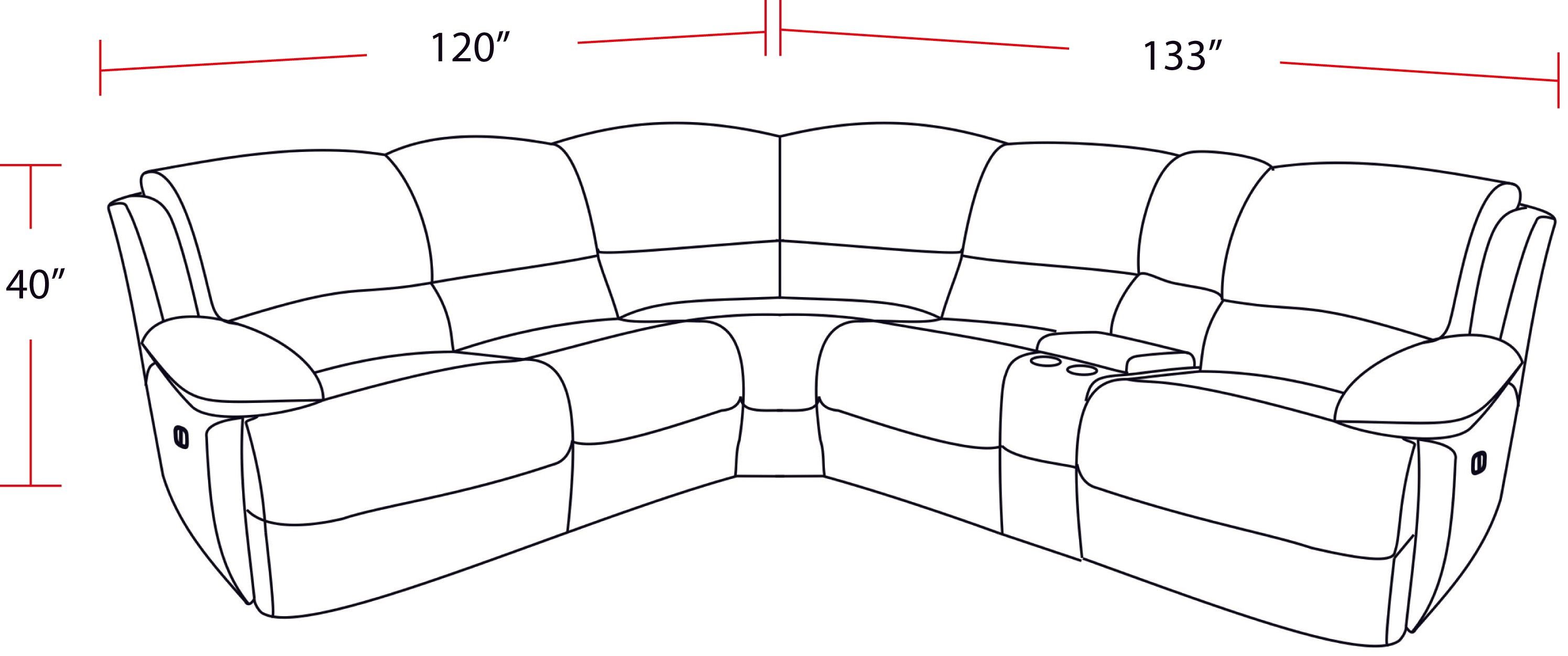 Parker Living Gladiator - Sky 6 Piece Modular Power Reclining Sectional with Power Adjustable Headrests