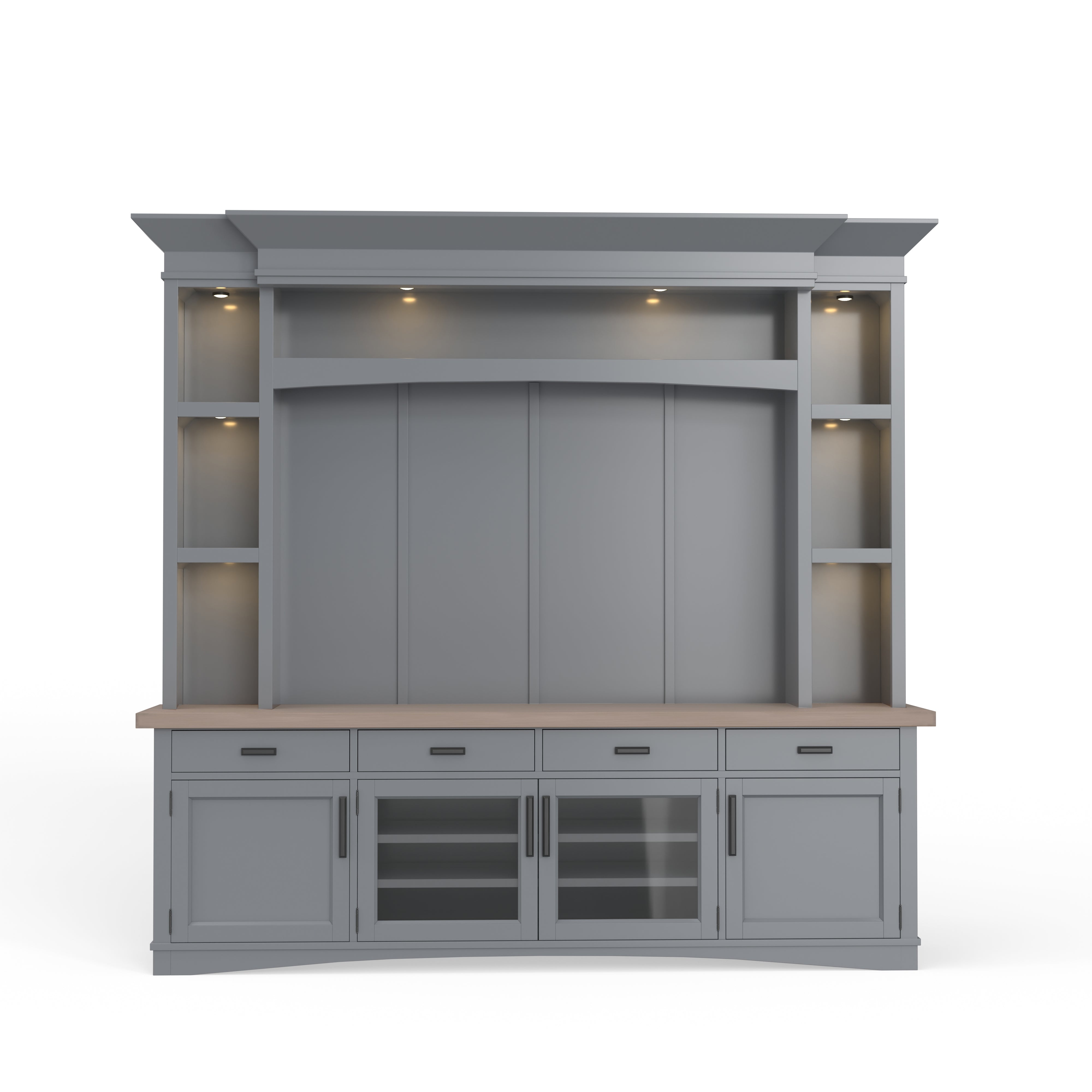 Parker House Americana Modern - Dove 92 In. TV Console with Hutch Back Panel and LED Lights
