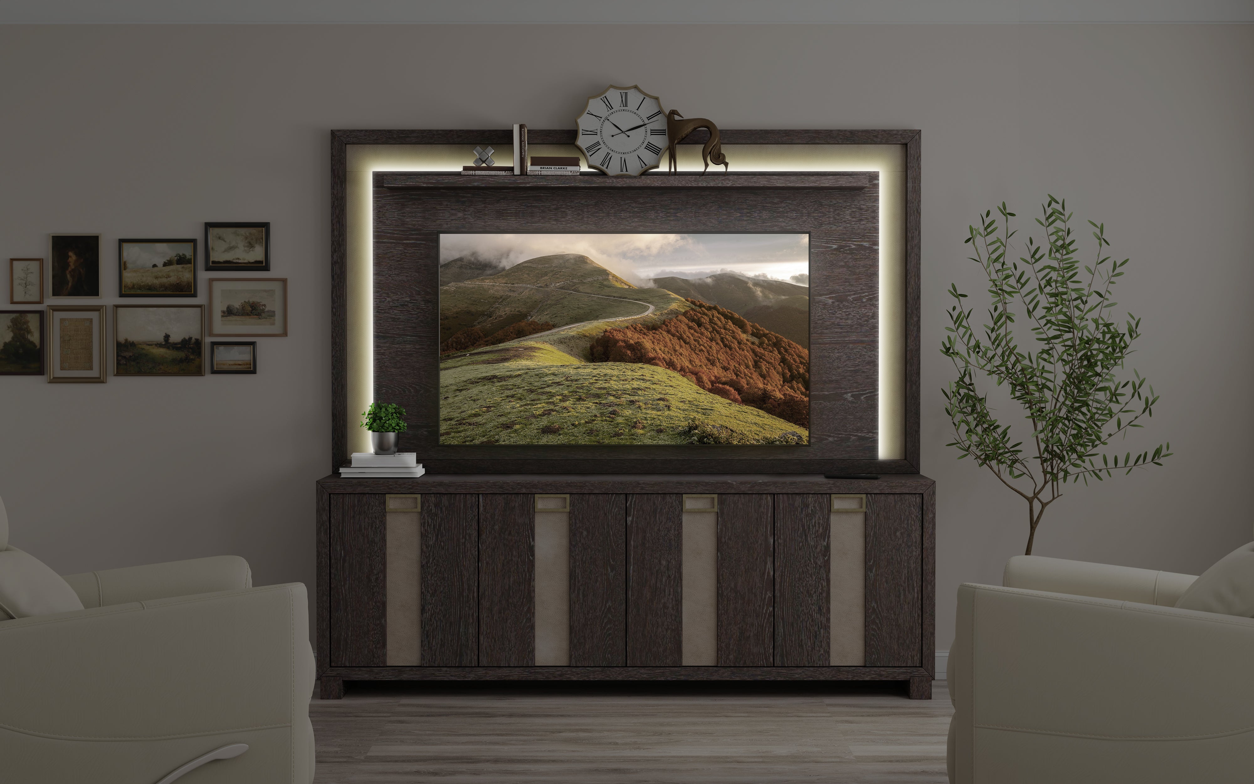 Parker House Ascent 90 in. TV Console with Hutch and Back Panel