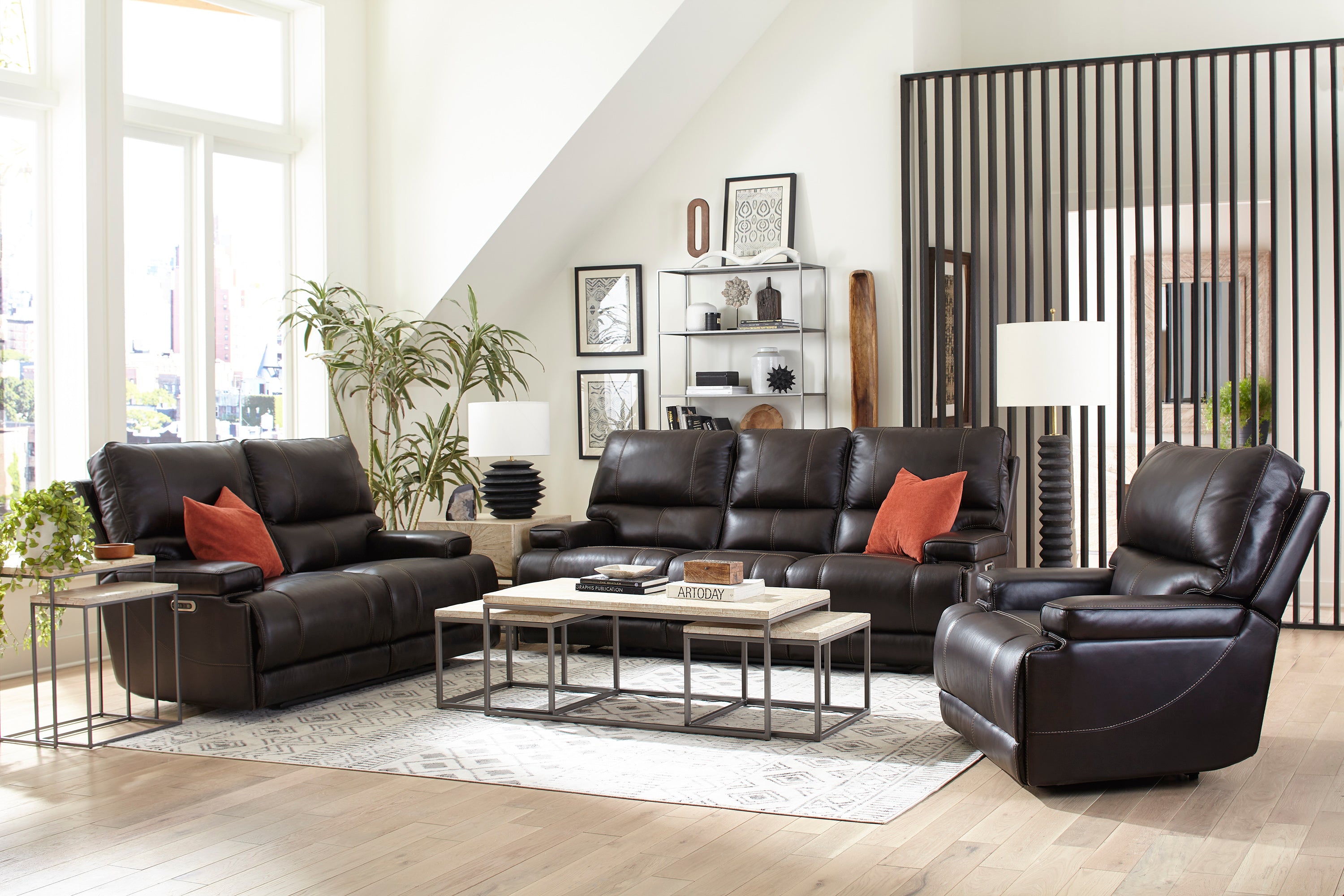 Parker Living Whitman - Verona Coffee - Powered By Freemotion Cordless Power Recliner Two Pack